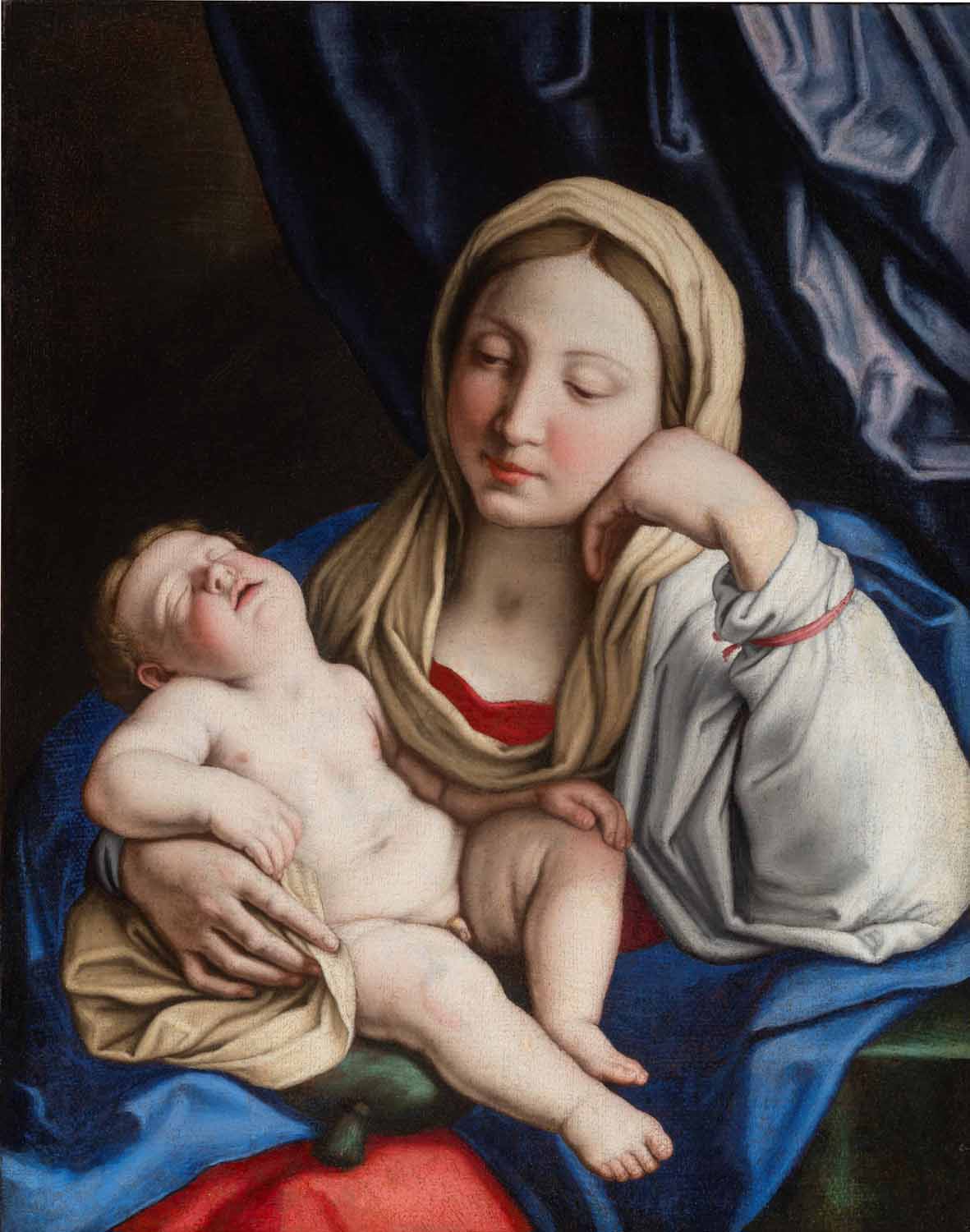 Giovanni Battista Salvi, detto Sassoferrato, Madonna col Bambino dormiente (olio su tela, 48 x 37 cm). Presentato da: Galleria Ducci Giovanni Battista Salvi, detto Sassoferrato, Madonna col Bambino dormiente (olio su tela, 48 x 37 cm). Presentato da: Galleria Ducci