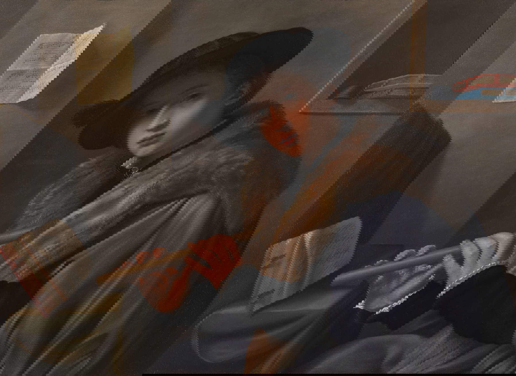 Giovanni Girolamo Savoldo, Junger Mann mit Flöte (um 1525; Öl auf Leinwand, 74,3 × 100,3 cm; Brescia, Pinacoteca Tosio Martinengo, Eigentum der Unicredit Art Collection) Giovanni Girolamo Savoldo, Junger Mann mit Flöte (um 1525; Öl auf Leinwand, 74,3 × 100,3 cm; Brescia, Pinacoteca Tosio Martinengo, Eigentum der Unicredit Art Collection)