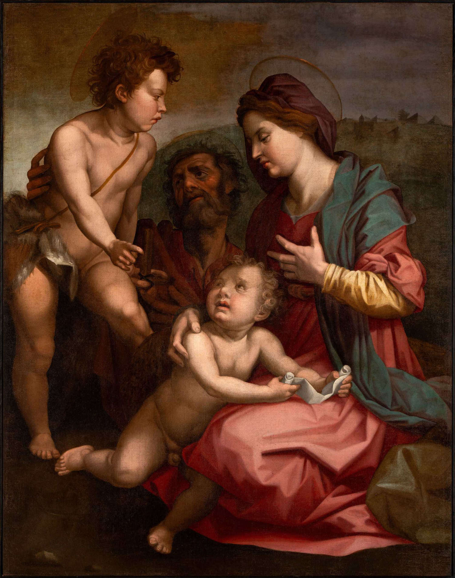 École florentine, Sainte Famille avec saint Jean (1530-1540 ; huile sur toile, 123x96 cm ; Prato, Museo di Palazzo Pretorio, inv. 1212)