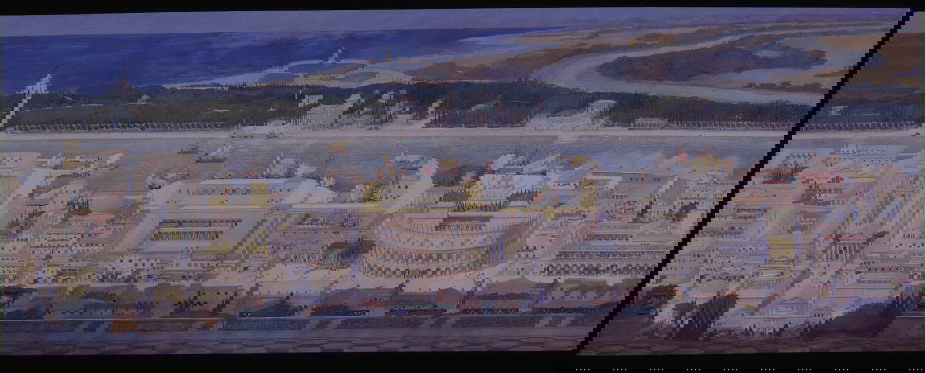Roger Seassal, Ideal Reconstruction of Ancient Ostia and Trajan's Harbor (1922; tempera on canvas paper; Miami, The Mitchell Wolfson Jr. Collection, on loan from Wolfsoniana - Palazzo Ducale Fondazione per la Cultura, Genoa) Roger Seassal, Ideal Reconstruction of Ancient Ostia and Trajan's Harbor (1922; tempera on canvas paper; Miami, The Mitchell Wolfson Jr. Collection, on loan from Wolfsoniana - Palazzo Ducale Fondazione per la Cultura, Genoa)