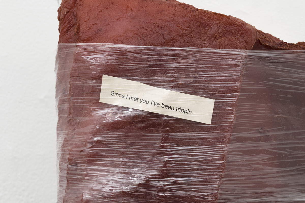 Shahryar Nashat, Bone In (Since I met you I've been trippin) (2019; synthetic polymer, PVC, pigment, paper). Courtesy of the artist and David Kordansky Gallery, Los Angeles/New York. Shahryar Nashat, Bone In (Since I met you I've been trippin) (2019; synthetic polymer, PVC, pigment, paper). Courtesy of the artist and David Kordansky Gallery, Los Angeles/New York.