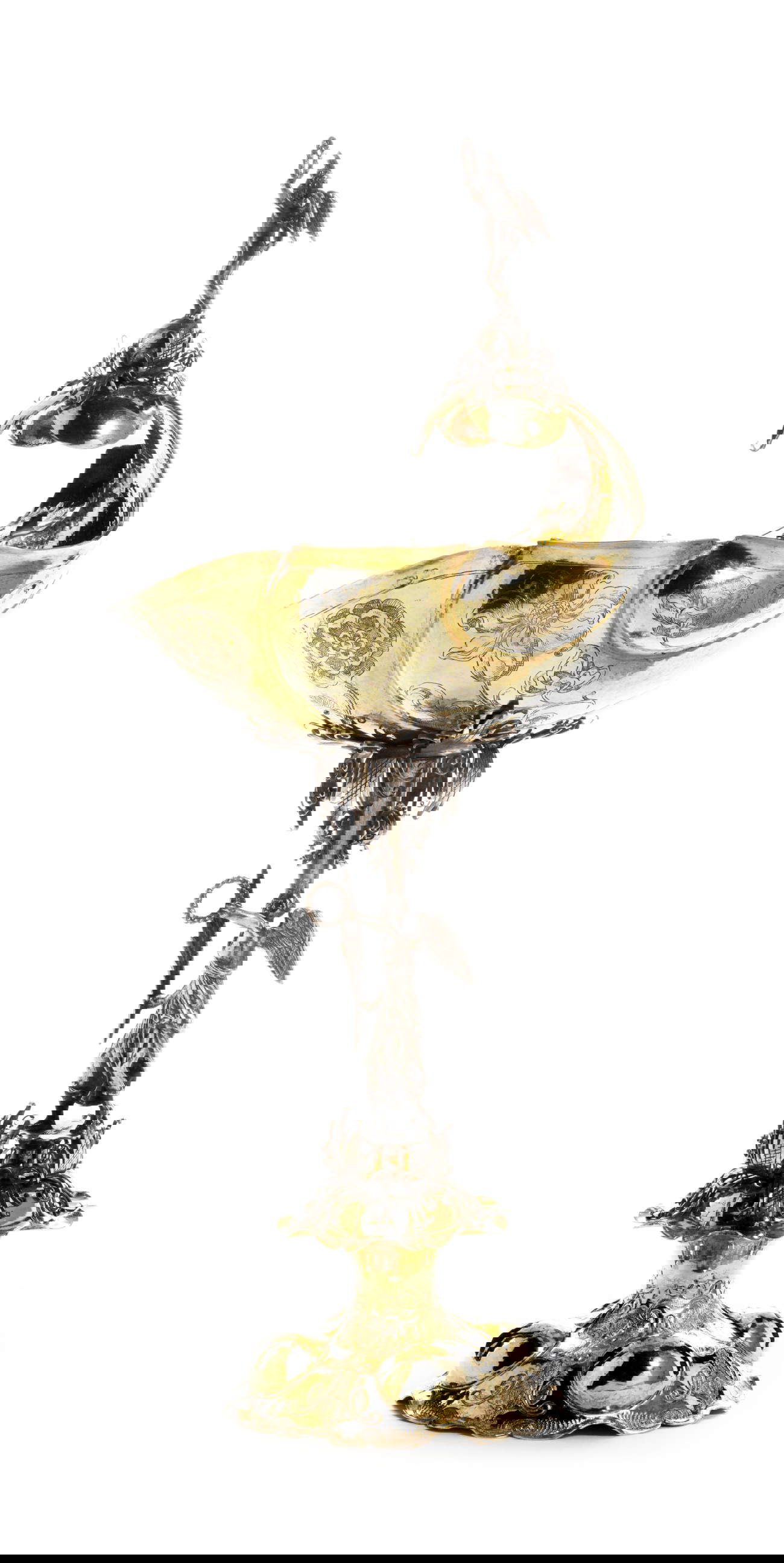 Nautilus en plata y plata dorada (Nuremberg 1650, platero Simon Lang). Dario Ghio