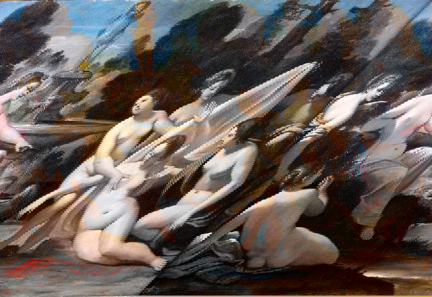 Sisto Badalocchi, Diana, Callisto e Ninfe (XVII secolo; olio su tela, 64,5 × 93 cm; Modena, Collezione BPER Banca) Sisto Badalocchi, Diana, Callisto e Ninfe (XVII secolo; olio su tela, 64,5 × 93 cm; Modena, Collezione BPER Banca)
