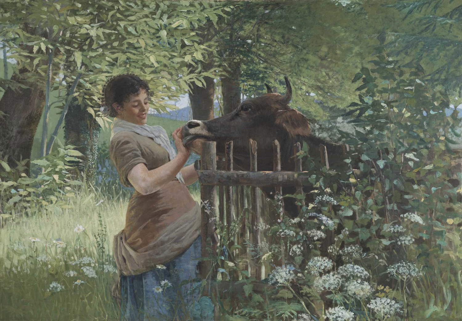 Spartaco Vela, Contadina con mucca (1882-86 circa; olio su tela, 138 x 198 cm), Ligornetto, Museo Vincenzo Vela) © MVV / S. Carsana