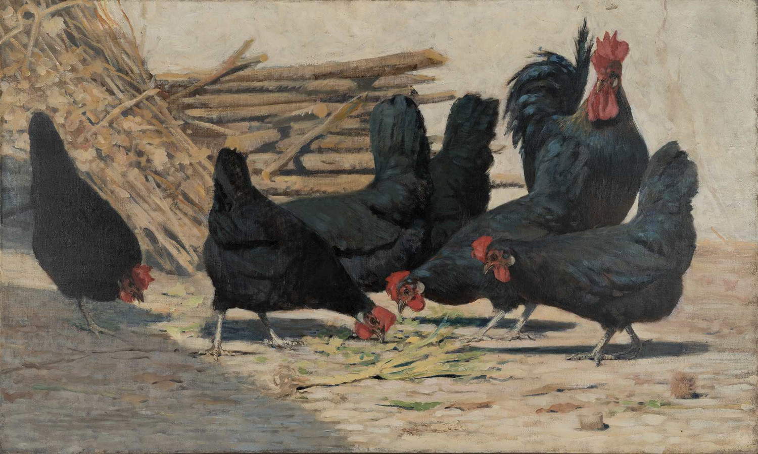 Spartaco Vela, Galline nere (1884-86 circa; olio su tela, 75,2 x 125,2 cm; Ligornetto, Museo Vincenzo Vela) © MVV / S. Carsana