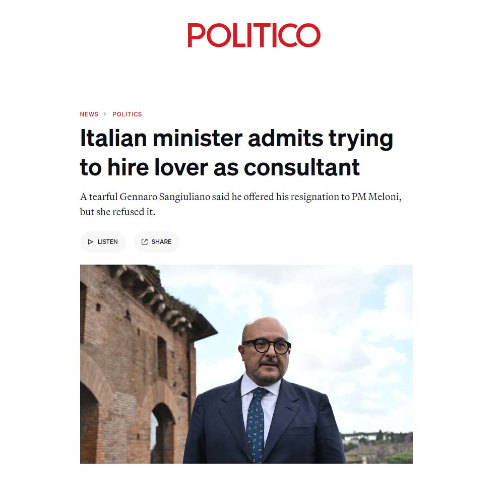 Reazioni della stampa internazionale allo scandalo Sangiuliano-Boccia