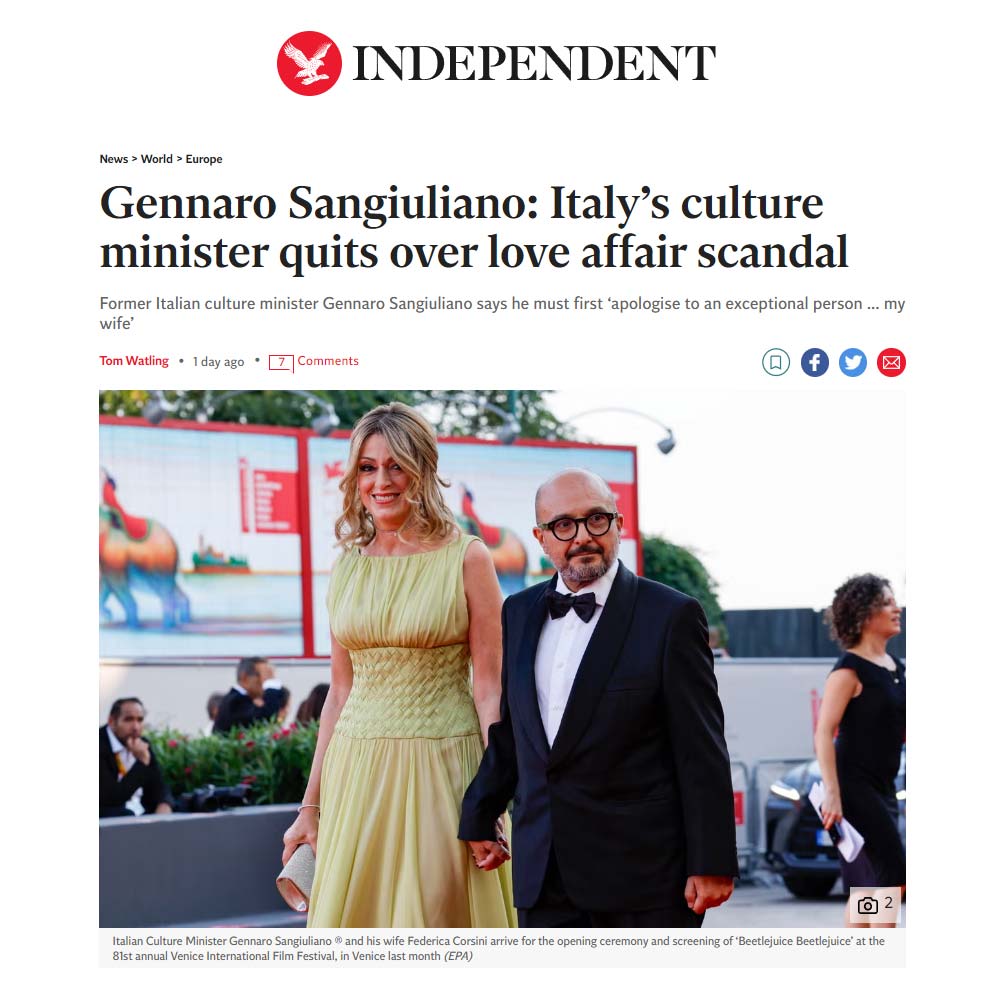 Reazioni della stampa internazionale allo scandalo Sangiuliano-Boccia