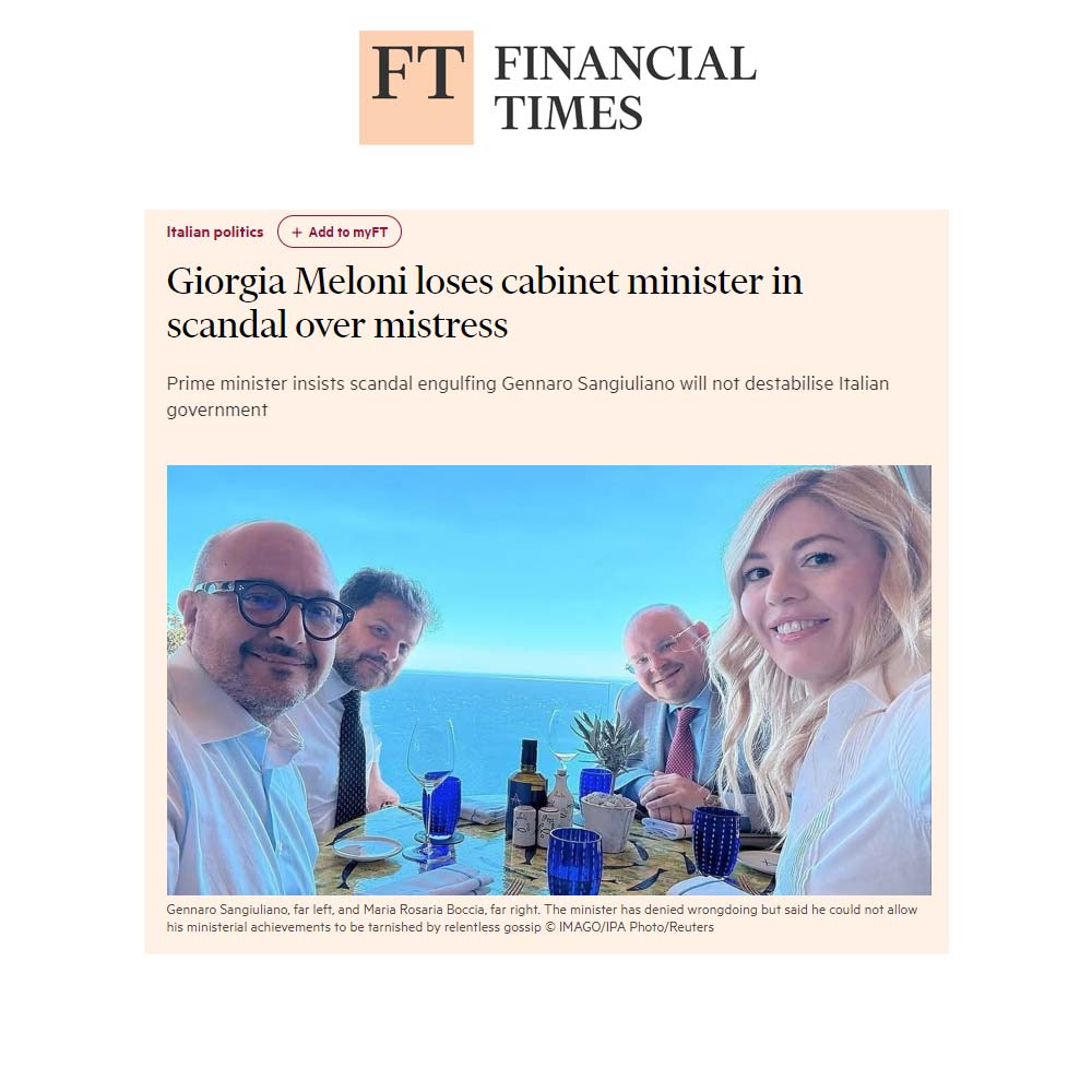 Reazioni della stampa internazionale allo scandalo Sangiuliano-Boccia