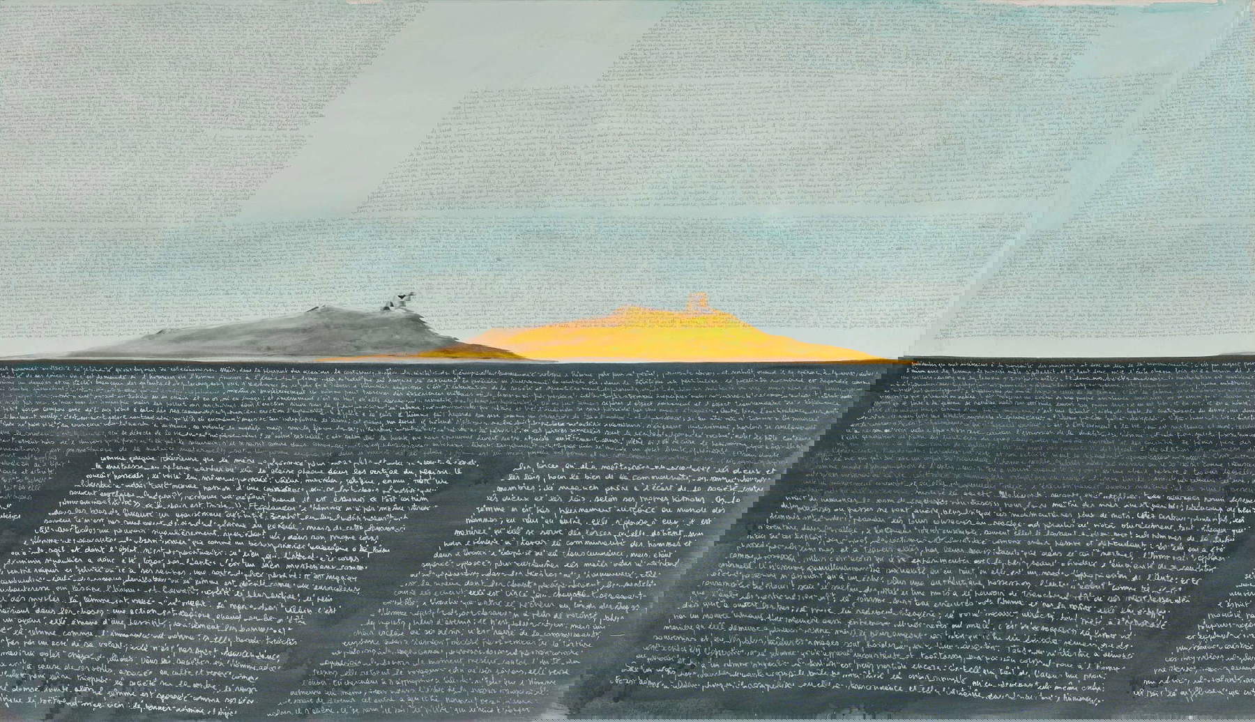 Stefania Galegati, Isola#49 (2021; acrilico su tela, 148 x 256 cm; Modena, Collezione BPER Banca)