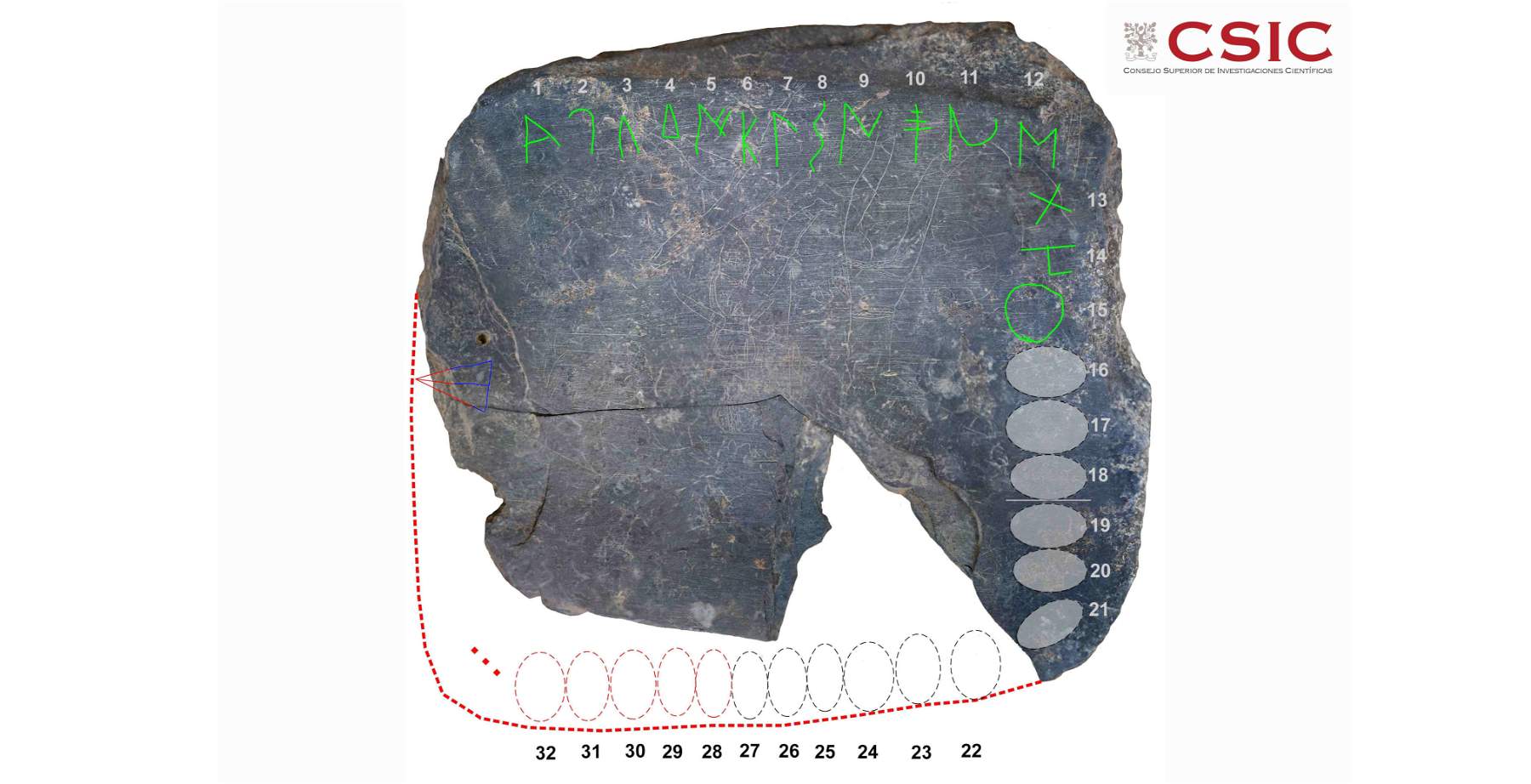 Spanien, Archäologen entdecken Schieferplatte mit altem Alphabet