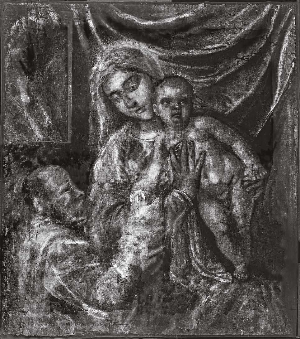 Une radiographie du tableau du Titien avec des élaborations de Matteo Ballarin pour mieux montrer la première version du tableau.