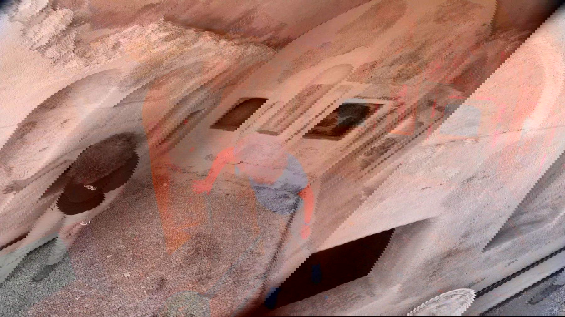 Elena Kogan-Zehavi, who discovered one of the tombs, inside the tombs after their preservation