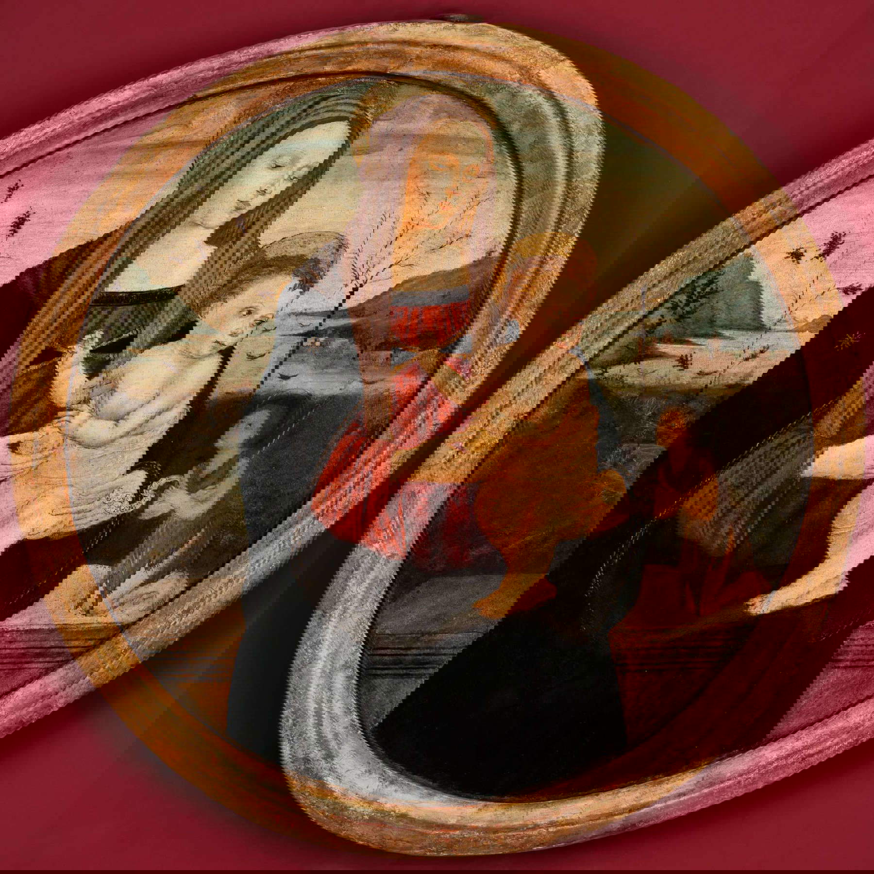 Tommaso di Piero Trombetto (Prato 1464-post 1529), Vierge à l'enfant avec saint Jean (vers 1529 ; tempera sur panneau, diamètre 96 cm ; Prato, Museo di Palazzo Pretorio, inv. 304)