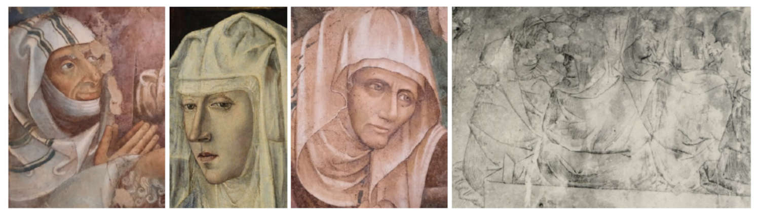 Maestro del Triunfo de la Muerte, Triunfo de la Muerte, detalle; Antonello da Messina (attr.), Lectura de la Virgen, detalle; Maestro del Triunfo de la Muerte, Triunfo de la Muerte, detalle; Autor desconocido, Historias de San Bernardino de Siena, detalle. Maestro del Triunfo de la Muerte, Triunfo de la Muerte, detalle; Antonello da Messina (attr.), Lectura de la Virgen, detalle; Maestro del Triunfo de la Muerte, Triunfo de la Muerte, detalle; Autor desconocido, Historias de San Bernardino de Siena, detalle.