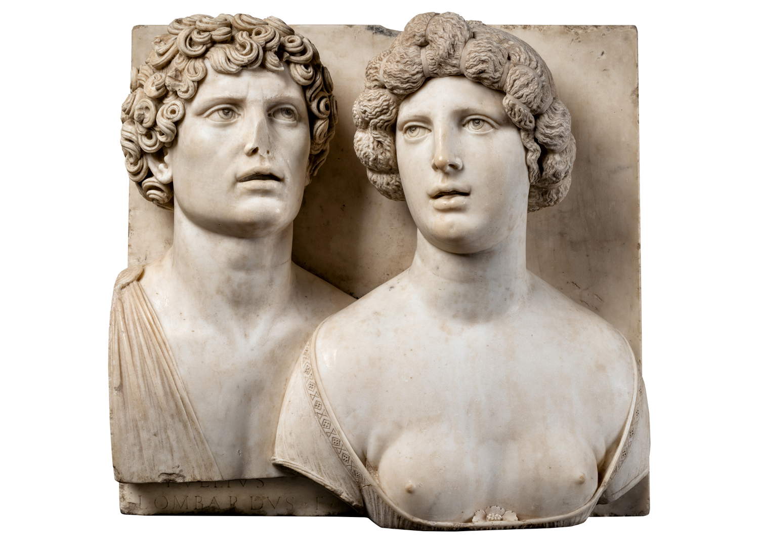 Tullio Lombardo, Doppio ritratto (seconda met&agrave; del XV secolo; marmo, 50,5 x 47,5 x 23 cm; Venezia, Galleria Franchetti, Ca' d'Oro)