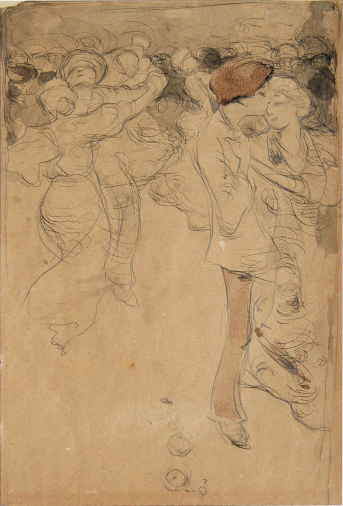 Ugo Valeri, Ballo popolare (Preludio) (dessin aquarellé sur papier, 32 x 25 cm ; collection privée)