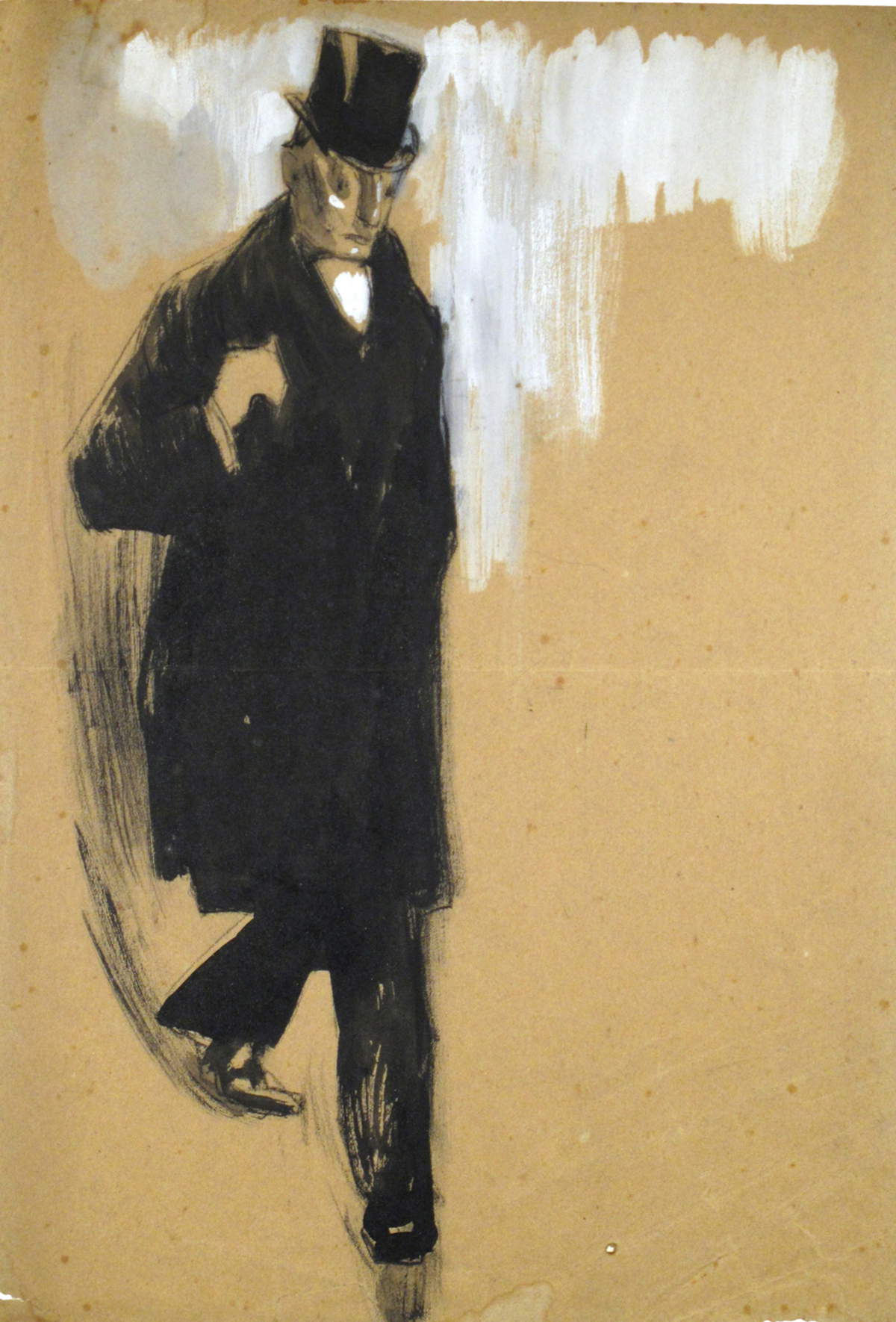 Ugo Valeri, Dandy (encre et plomb blanc sur papier, 33 x 22 cm ; collection privée)
