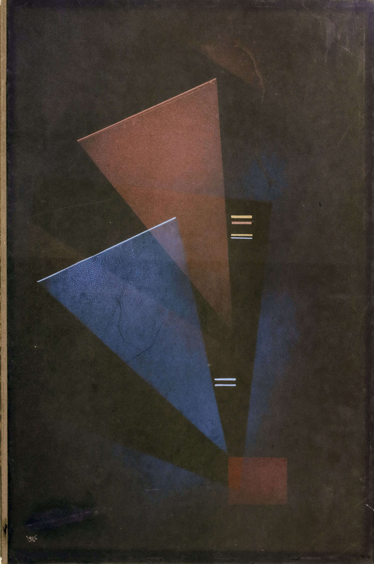 Vasilij Kandinsky, Composición de triángulos (1930; gouache sobre papel encolado sobre cartón, 51,1 × 32,6 cm; Colección Werner Coninx, en préstamo permanente en el Museo Comunale d'Arte Moderna Ascona) Vasilij Kandinsky, Composición de triángulos (1930; gouache sobre papel encolado sobre cartón, 51,1 × 32,6 cm; Colección Werner Coninx, en préstamo permanente en el Museo Comunale d'Arte Moderna Ascona)