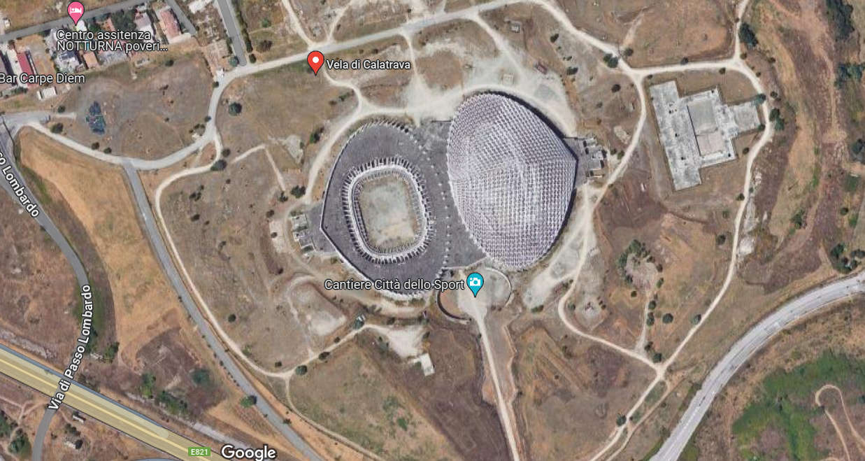 Vele di Calatrava ad aprile 2023 (da Google Maps) Vele di Calatrava ad aprile 2023 (da Google Maps)