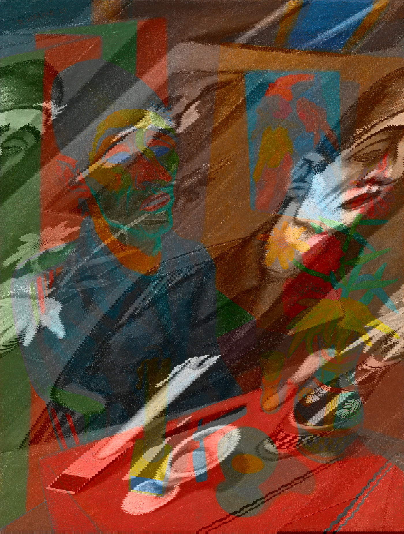 Rudolf Wacker, Autoportrait à la mousse à raser (1924 ; huile sur toile, 84 x 63 cm) &copy;Museum Ortner, Wien | Vienne. Avec l'autorisation de Giese &amp; Schweiger. Photo par Alexander Mitterer/Print Alliance