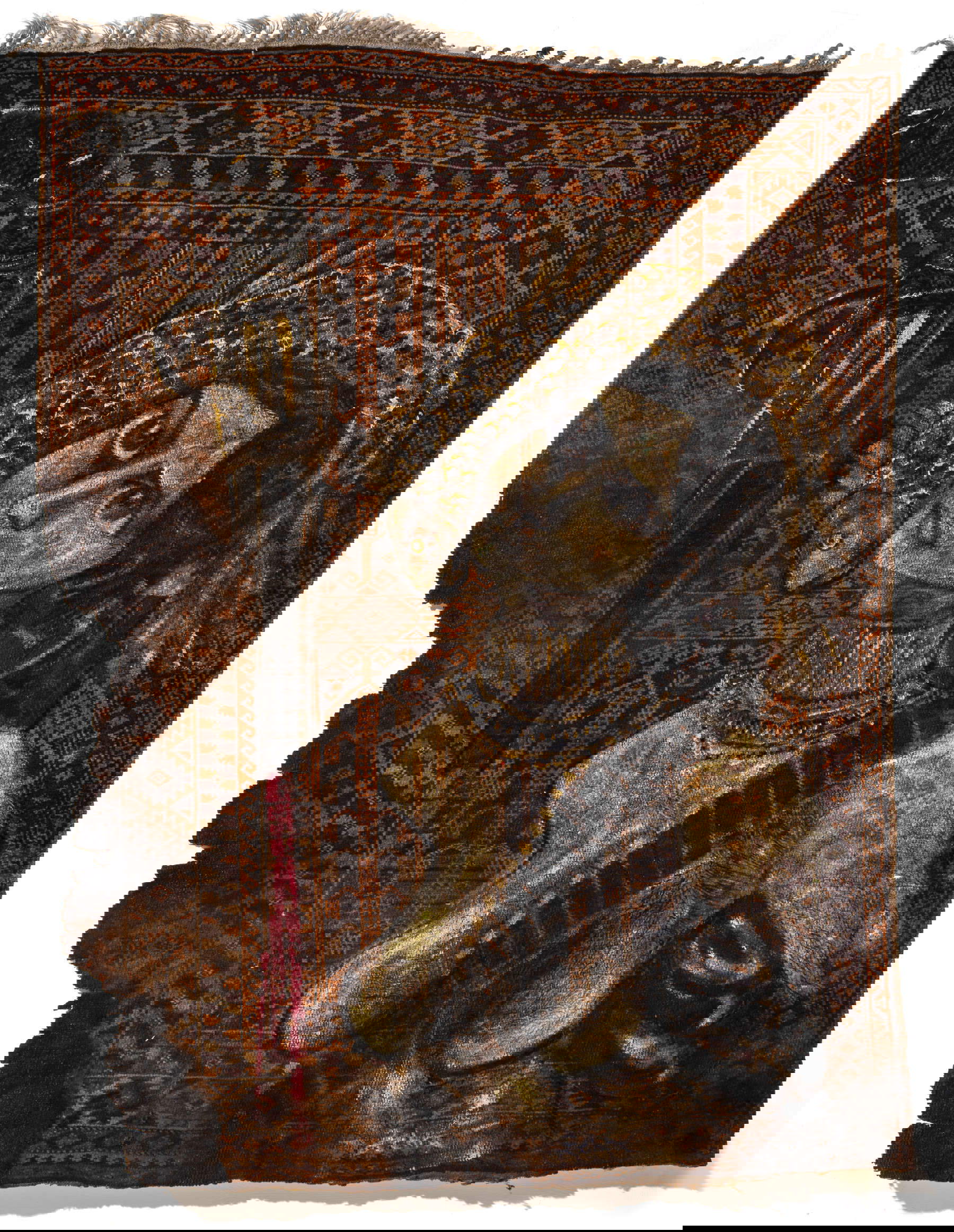 Zehra Dogan, Kismet (2020; Acryl auf Teppich, 92 x 100 cm)