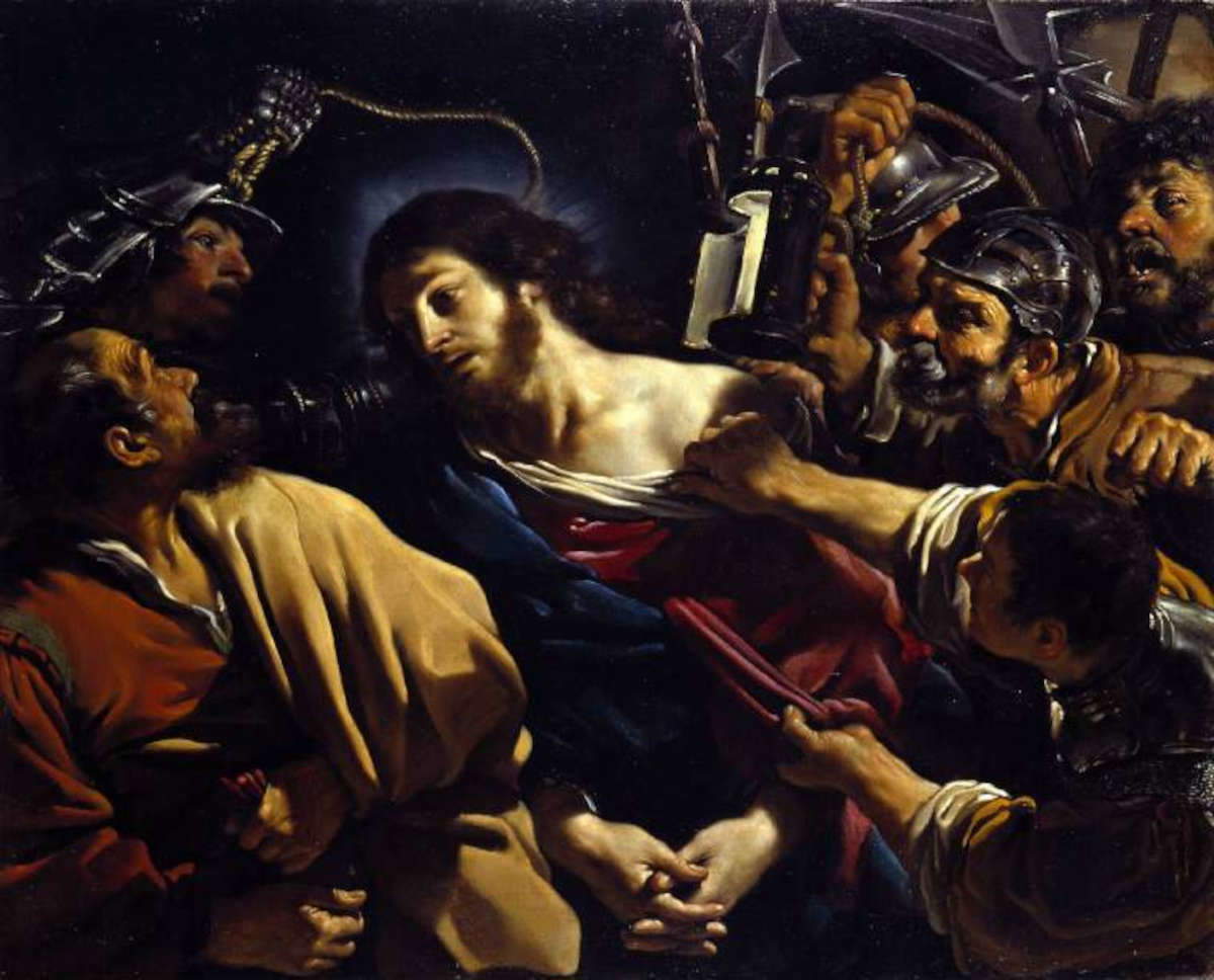 Giovanni Francesco Barbieri detto Guercino, La cattura di Cristo (1621; olio su tela, 115,3 x 142,2 cm; Cambridge, The Syndics of the Fitzwilliam Museum, University of Cambridge, inv. 1131) Giovanni Francesco Barbieri detto Guercino, La cattura di Cristo (1621; olio su tela, 115,3 x 142,2 cm; Cambridge, The Syndics of the Fitzwilliam Museum, University of Cambridge, inv. 1131)
