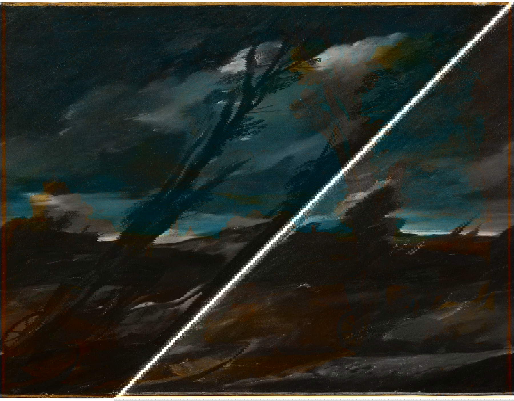 Giovanni Francesco Barbieri detto Guercino, Paesaggio al chiaro di Luna con carrozza (1616-1617; olio su tela, 55,5 x 71,5 cm; Stoccolma, Nationalmuseum, inv. NM 3110) Stoccolma, Nationalmuseum / Foto © Cecilia Heisser Giovanni Francesco Barbieri detto Guercino, Paesaggio al chiaro di Luna con carrozza (1616-1617; olio su tela, 55,5 x 71,5 cm; Stoccolma, Nationalmuseum, inv. NM 3110) Stoccolma, Nationalmuseum / Foto © Cecilia Heisser