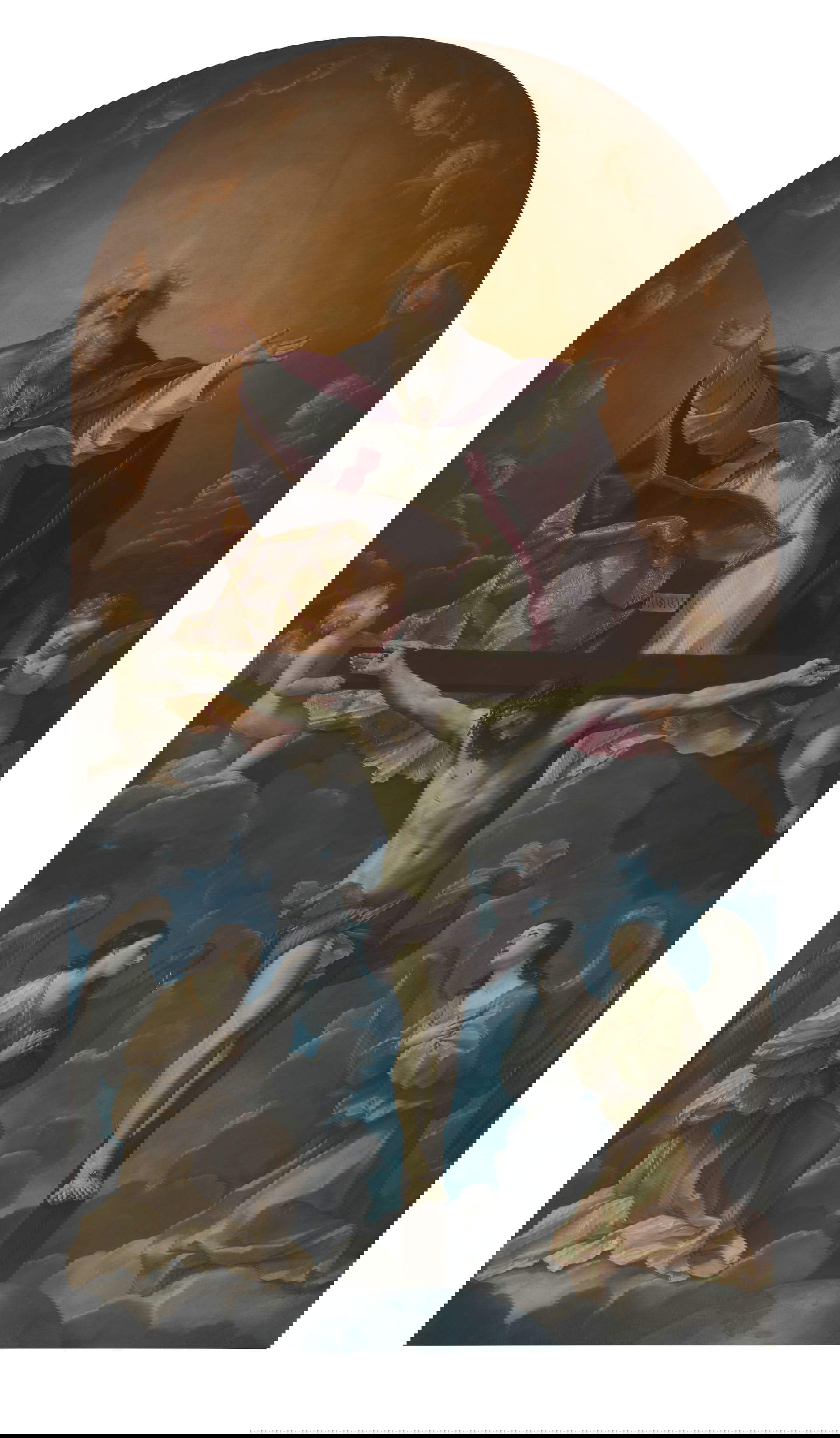 Guido Reni, Santissima Trinità dei Pellegrini (1625; olio su tela, 564 × 301 cm; Roma, Chiesa della Santissima Trinità dei Pellegrini) Per gentile concessione della Regione Lazio Guido Reni, Santissima Trinità dei Pellegrini (1625; olio su tela, 564 × 301 cm; Roma, Chiesa della Santissima Trinità dei Pellegrini) Per gentile concessione della Regione Lazio