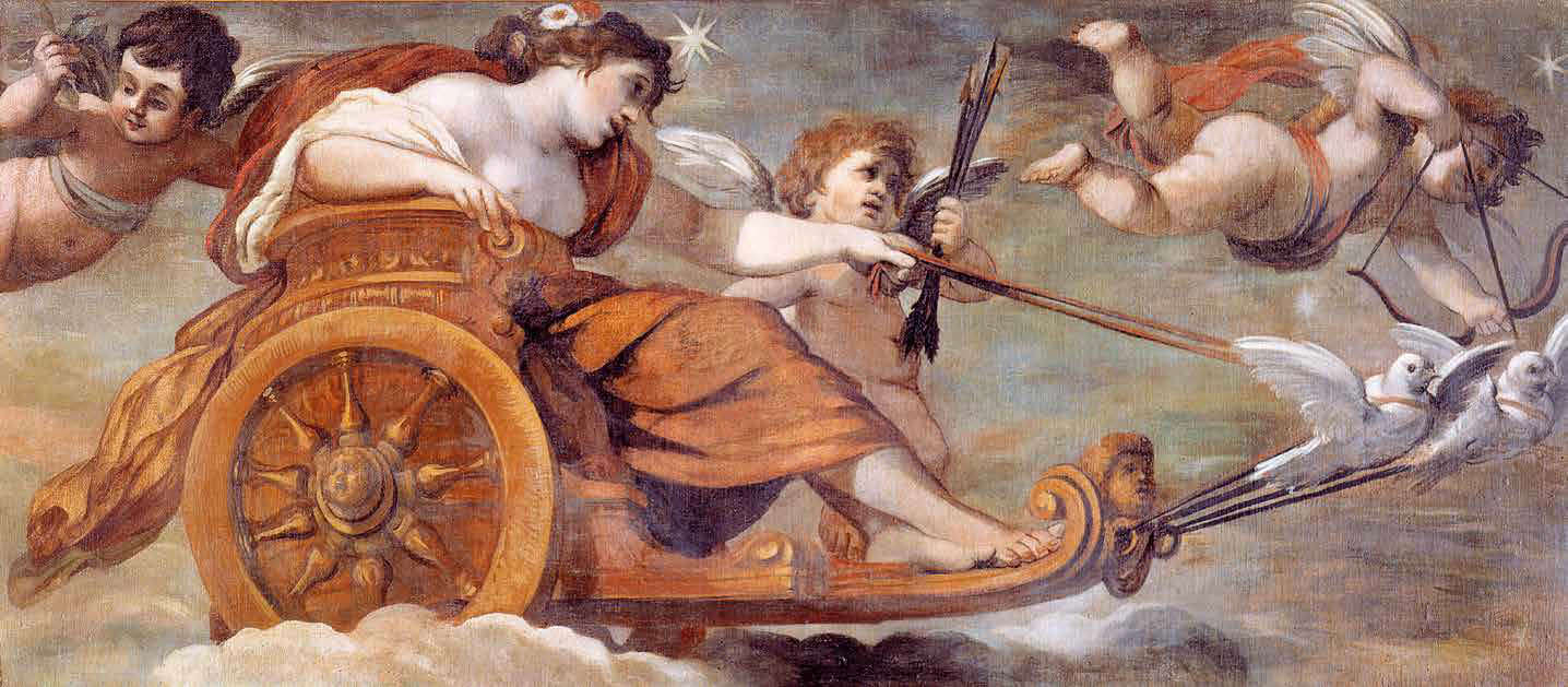 Pietro Berrettini detto Pietro da Cortona, Carro di Venere (1622-1623; tempera su tela, 106 x 238 cm; Roma, Musei Capitolini, Pinacoteca, inv. PC 223) Pietro Berrettini detto Pietro da Cortona, Carro di Venere (1622-1623; tempera su tela, 106 x 238 cm; Roma, Musei Capitolini, Pinacoteca, inv. PC 223)
