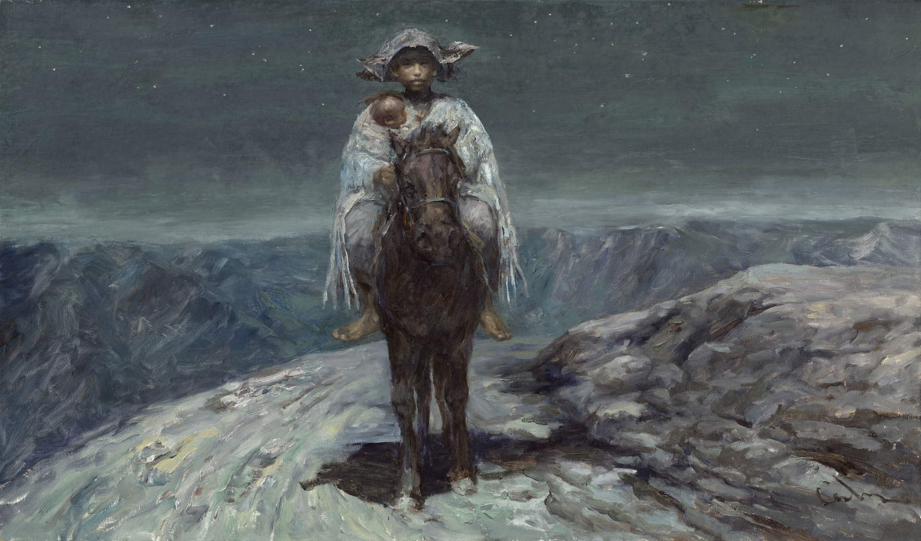 Cen Long, Cielo stellato (2014; olio su tela, 70 x 120 cm) Cen Long, Cielo stellato (2014; olio su tela, 70 x 120 cm)