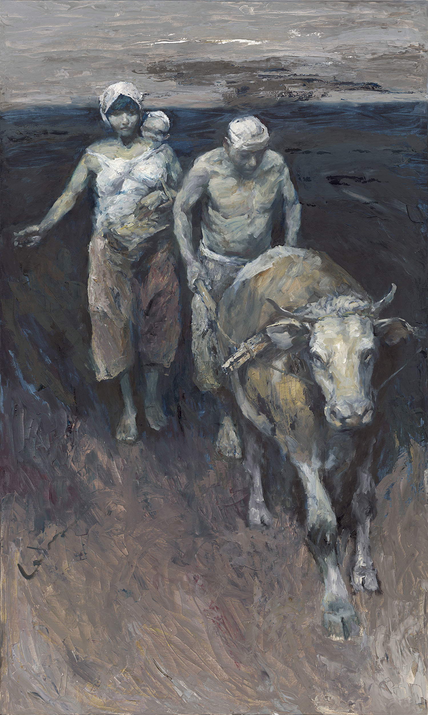 Cen Long, Seminare speranza (2017; olio su tela, 200 x 120 cm) Cen Long, Seminare speranza (2017; olio su tela, 200 x 120 cm)
