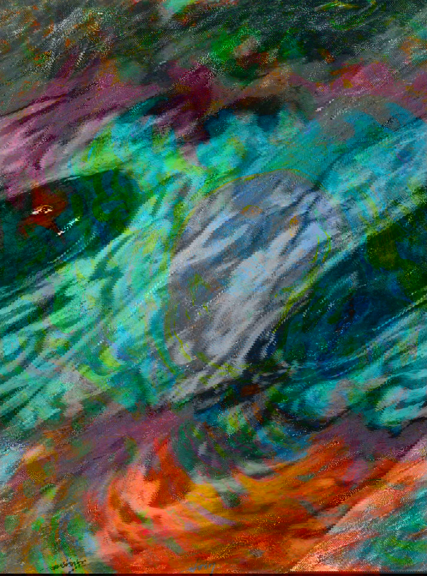 Gianni Dova, Apparition II (seconde moitié du XXe siècle ; huile sur toile 40 &times; 30 cm ; Reggio Calabria, Palazzo della Cultura 