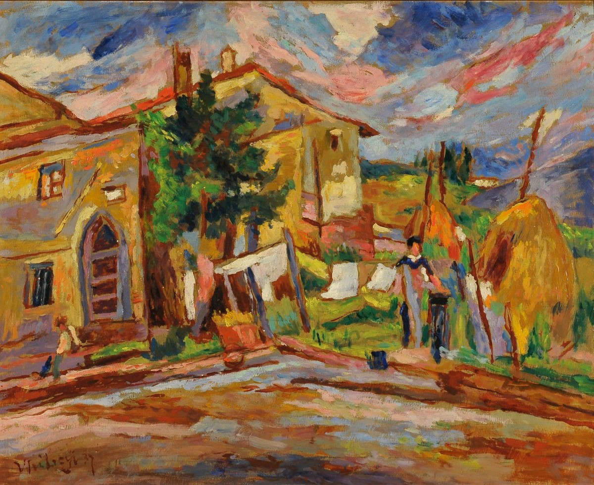 Ulvi Liege, Campagne (1937 ; huile sur panneau, 39,5 x 49,5 cm ; collection privée) Ulvi Liege, Campagne (1937 ; huile sur panneau, 39,5 x 49,5 cm ; collection privée)
