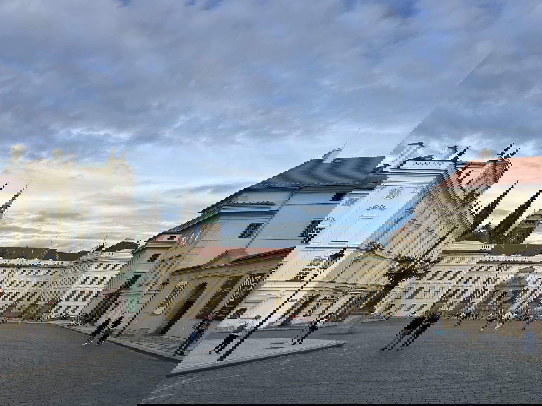 Sternberg Palace and Schwarzenberg Palace facing each other framing the entrance to Prague Castle Sternberg Palace and Schwarzenberg Palace facing each other framing the entrance to Prague Castle