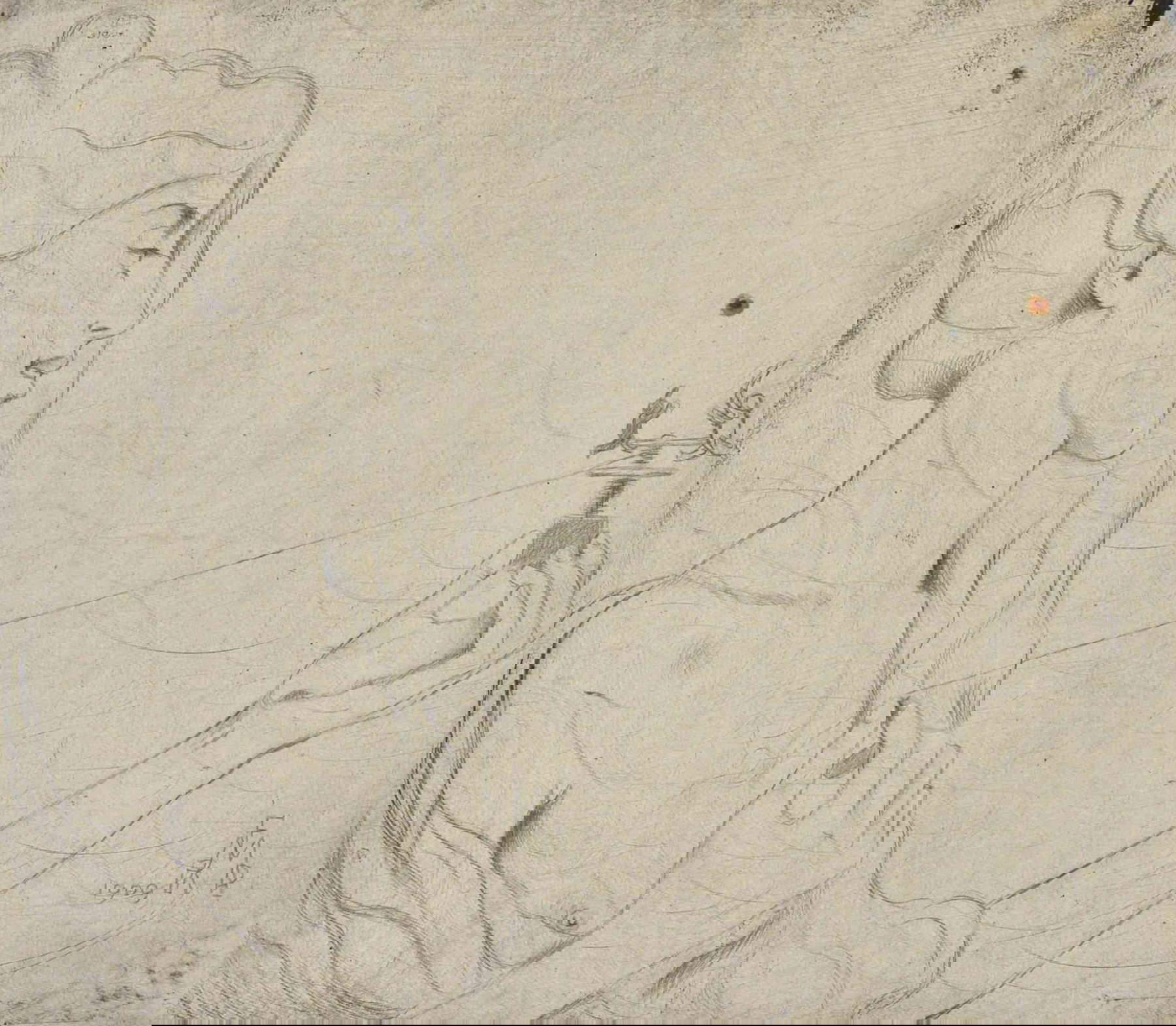 Raoul Dal Molin Ferenzona, The puppets (1909; punta di diamante, 102 x 122 mm; Collezione privata)