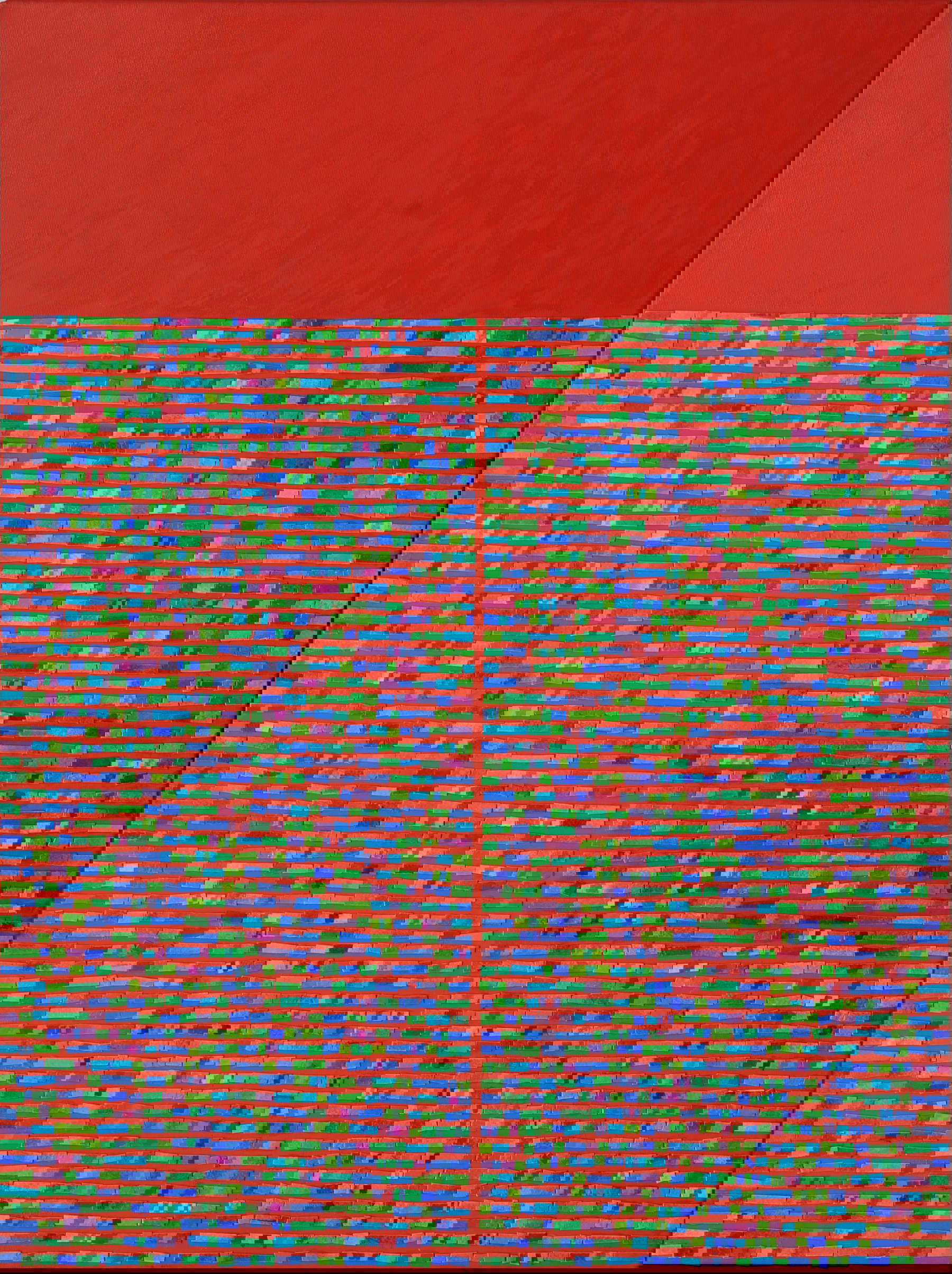 Giulio Candussio, Colore e vibrazione (2022; collage e pittura su tela, 60 x 80 cm) Giulio Candussio, Colore e vibrazione (2022; collage e pittura su tela, 60 x 80 cm)