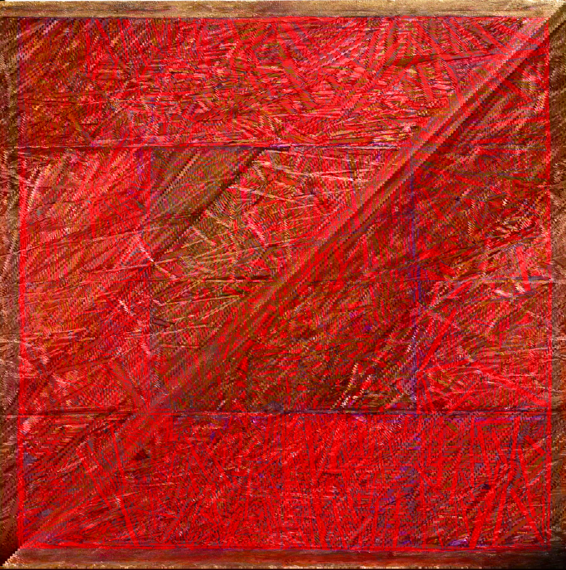 Giulio Candussio, Rosso smagliante (2020; tempera grassa e foglia d'oro, 40 x 40 cm) Giulio Candussio, Rosso smagliante (2020; tempera grassa e foglia d'oro, 40 x 40 cm)