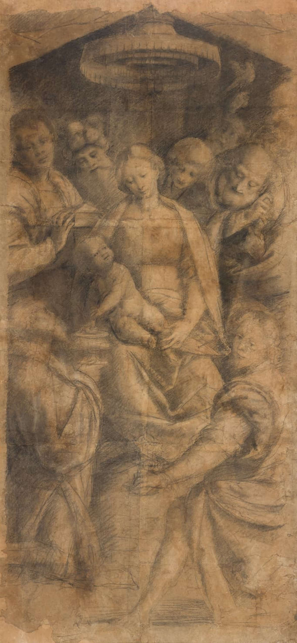 Bernardino Lanino, Adoration des Mages (1539-1543 ; fusain avec traces de crayon et de craie ; Turin, Pinacothèque Albertine, inv. 314)