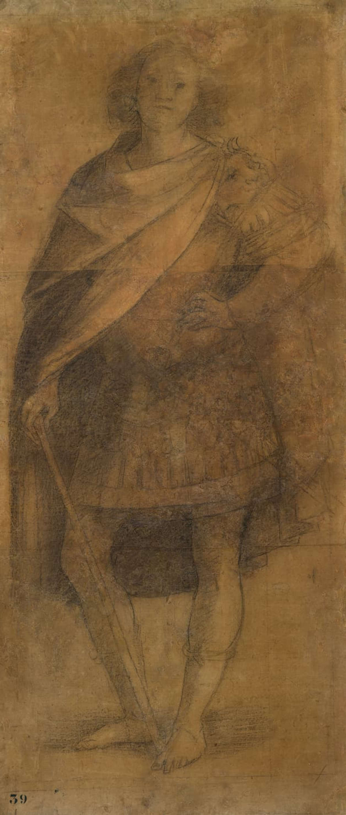 Gerolamo Giovenone, San Gervasio (1527-1535 ; fusain et crayon, 127,9 &times; 55,5 cm ; Turin, Pinacothèque Albertine, inv. 339)