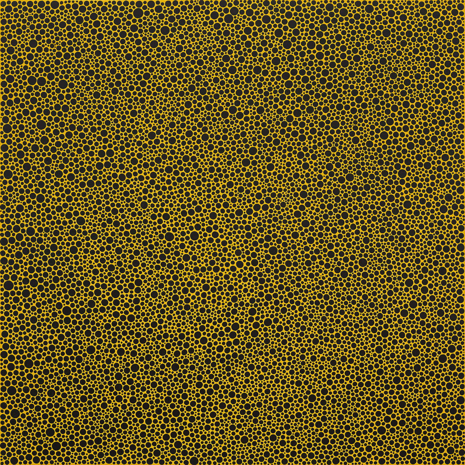 Yayoi Kusama, Dot Obsession (2018; acrílico sobre lienzo, 130,3 x 130,3 cm) Yayoi Kusama, Dot Obsession (2018; acrílico sobre lienzo, 130,3 x 130,3 cm)