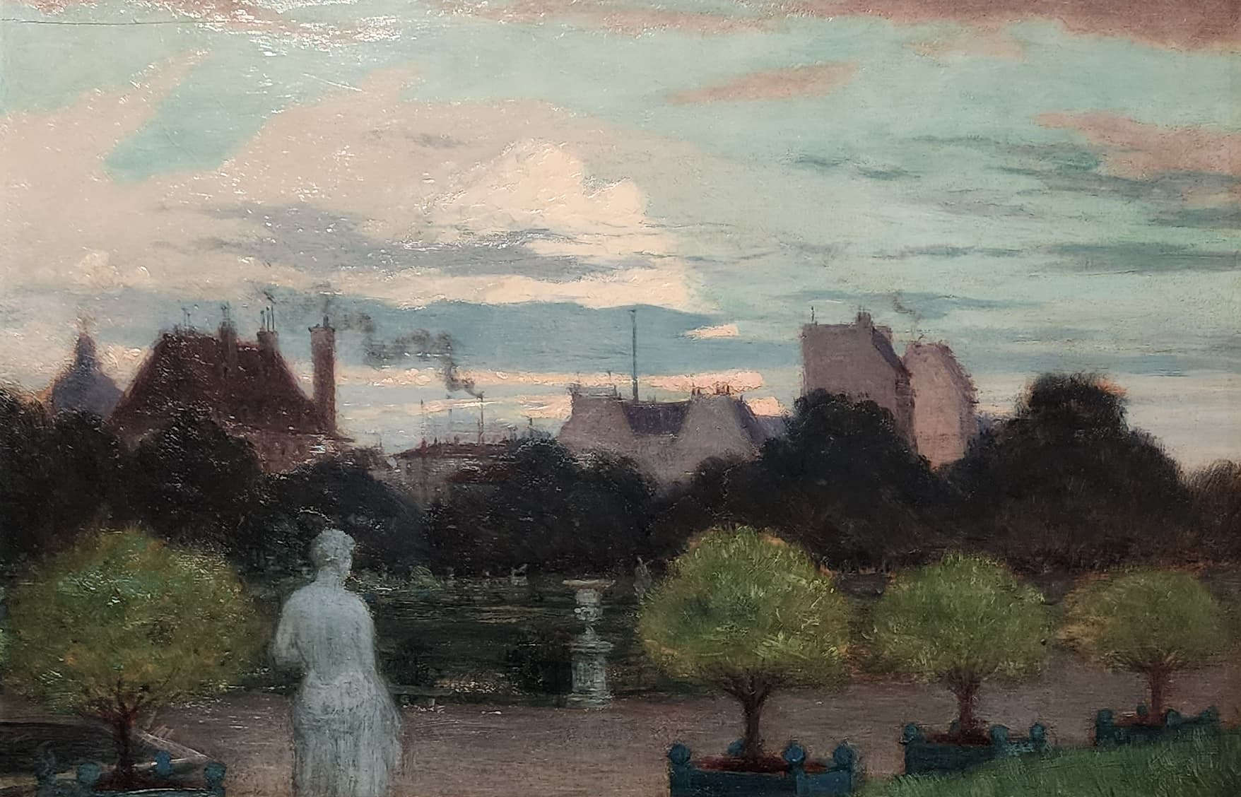 Eugène Grasset, Jardin du Luxembourg (um 1900; Öl auf Tafel, 20,5 x 31 cm; Sammlung Michel und Sonja Langenstein) Eugène Grasset, Jardin du Luxembourg (um 1900; Öl auf Tafel, 20,5 x 31 cm; Sammlung Michel und Sonja Langenstein)