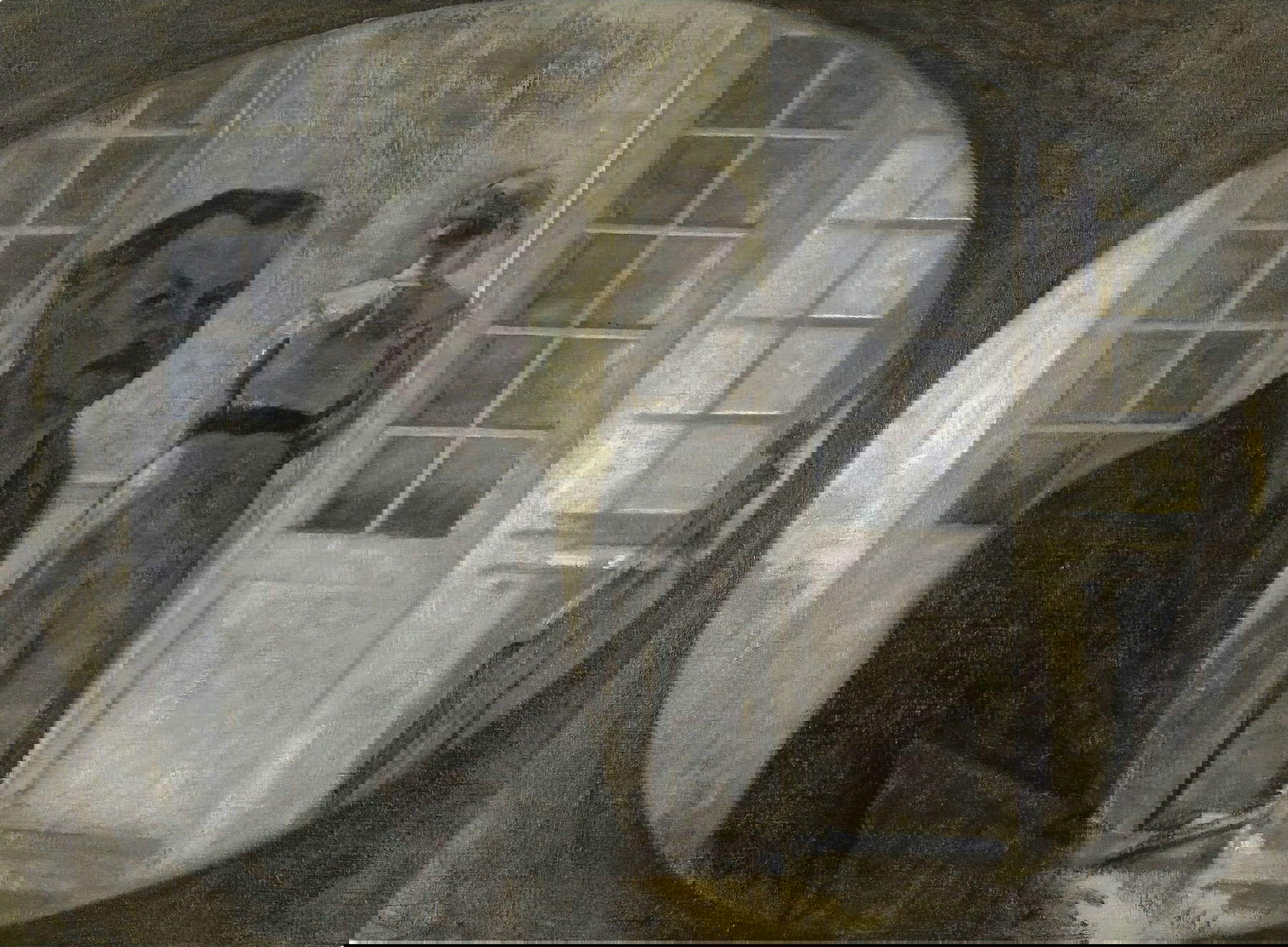 Vilhelm Hammershøi, Doppelporträt des Künstlers und seiner Frau durch einen Spiegel gesehen (1911; Öl auf Leinwand, 55,2 x 76 cm; Privatsammlung) Vilhelm Hammershøi, Doppelporträt des Künstlers und seiner Frau durch einen Spiegel gesehen (1911; Öl auf Leinwand, 55,2 x 76 cm; Privatsammlung)