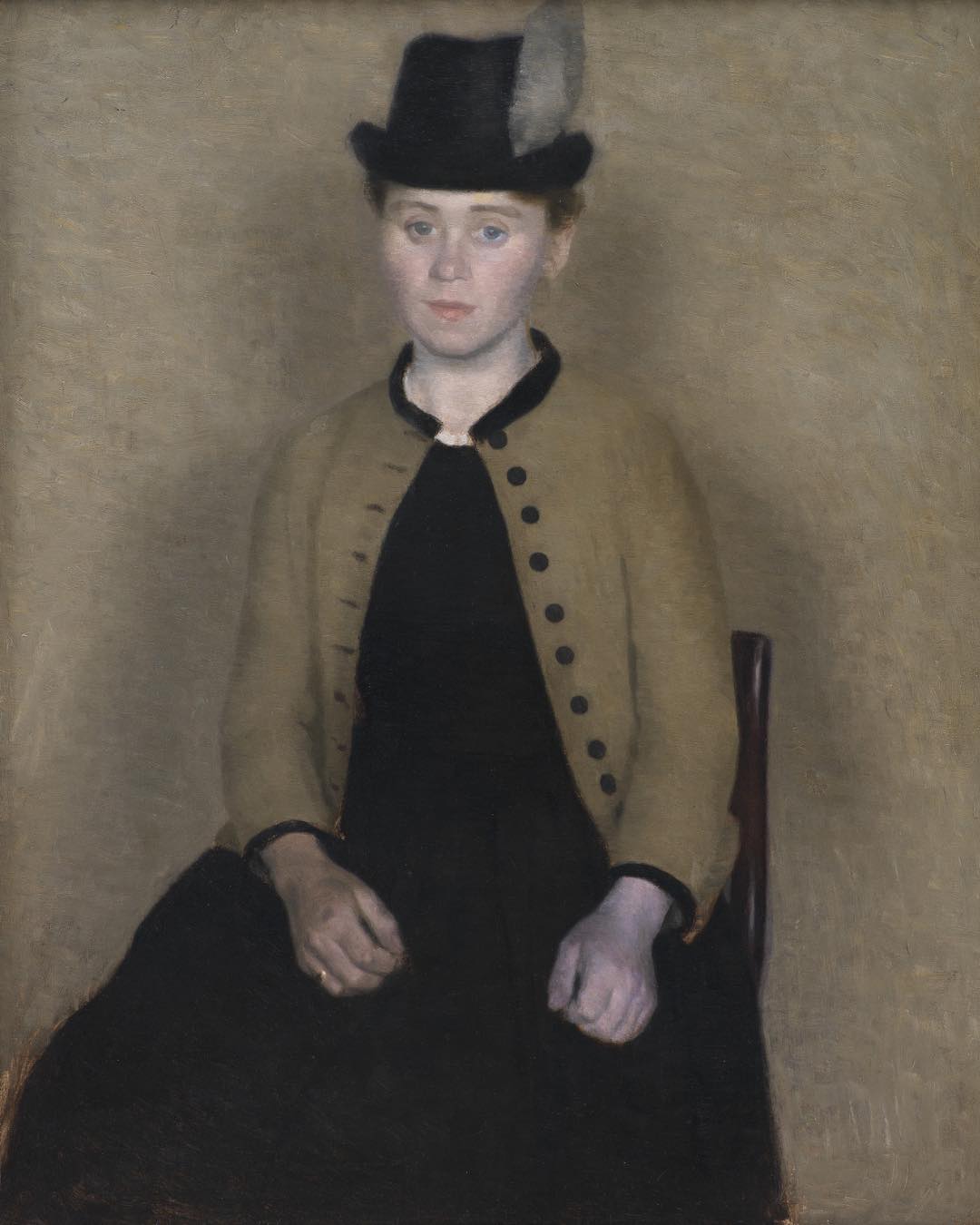 Vilhelm Hammershøi, Porträt von Ida Ilsted, der zukünftigen Frau des Künstlers (1890; Öl auf Leinwand, 106,5 x 86 cm; Kopenhagen, SMK - Statens Museum for Kunst, Inv. KMS8578) Vilhelm Hammershøi, Porträt von Ida Ilsted, der zukünftigen Frau des Künstlers (1890; Öl auf Leinwand, 106,5 x 86 cm; Kopenhagen, SMK - Statens Museum for Kunst, Inv. KMS8578)