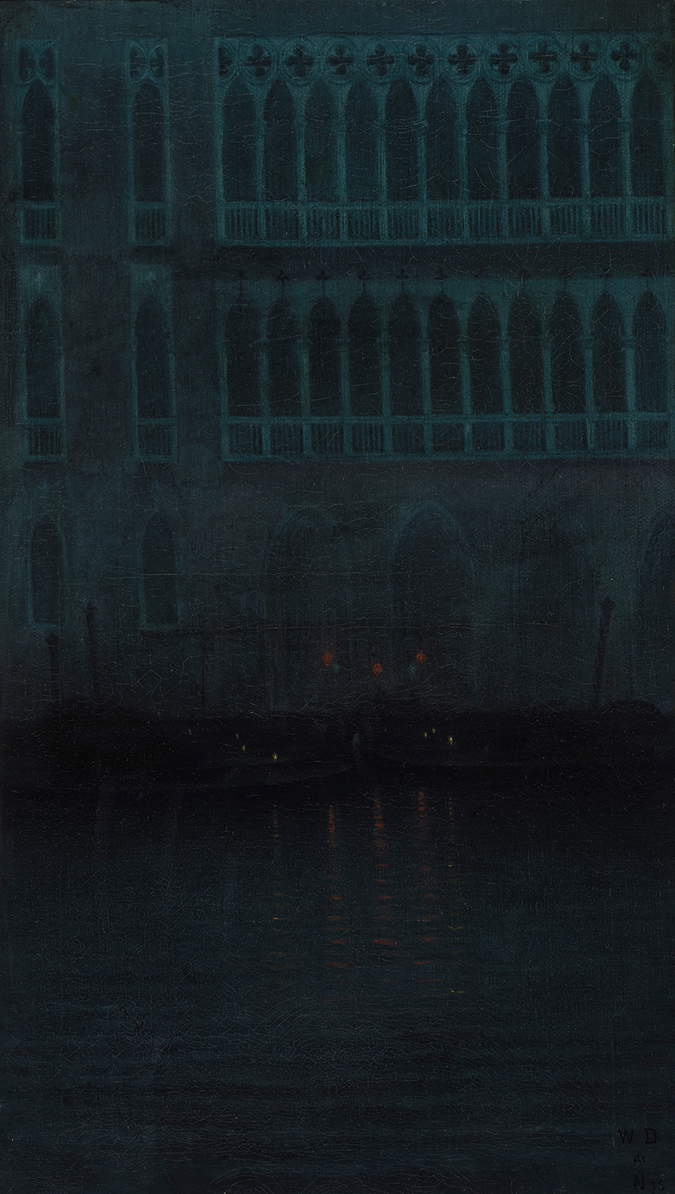 William Degouve de Nuncques, Nacht in Venedig (1895; Öl auf Leinwand, 60 x 34 cm; Brügge, Groningemuseum) William Degouve de Nuncques, Nacht in Venedig (1895; Öl auf Leinwand, 60 x 34 cm; Brügge, Groningemuseum)