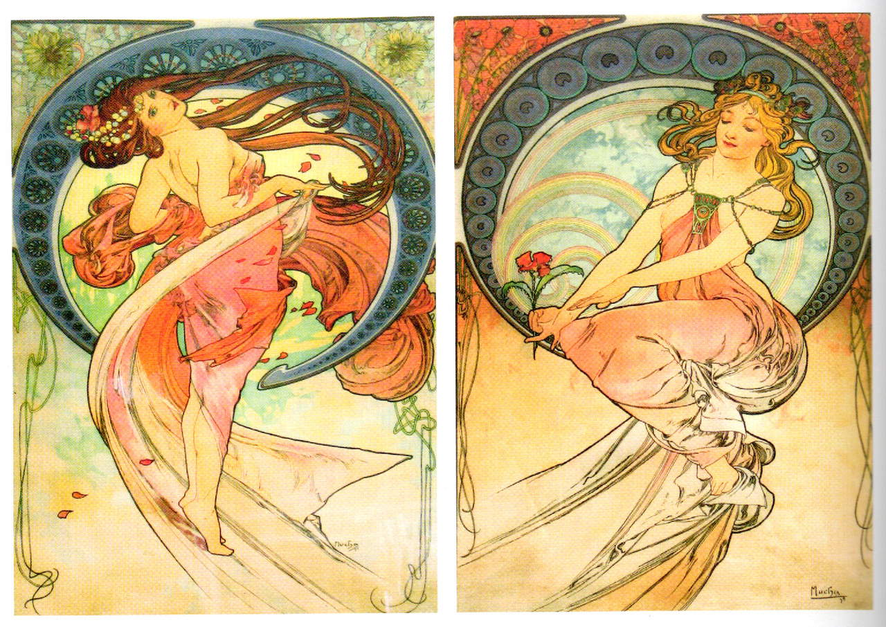 Alphonse Mucha, Die Künste: Tanz und Malerei Alphonse Mucha, Die Künste: Tanz und Malerei