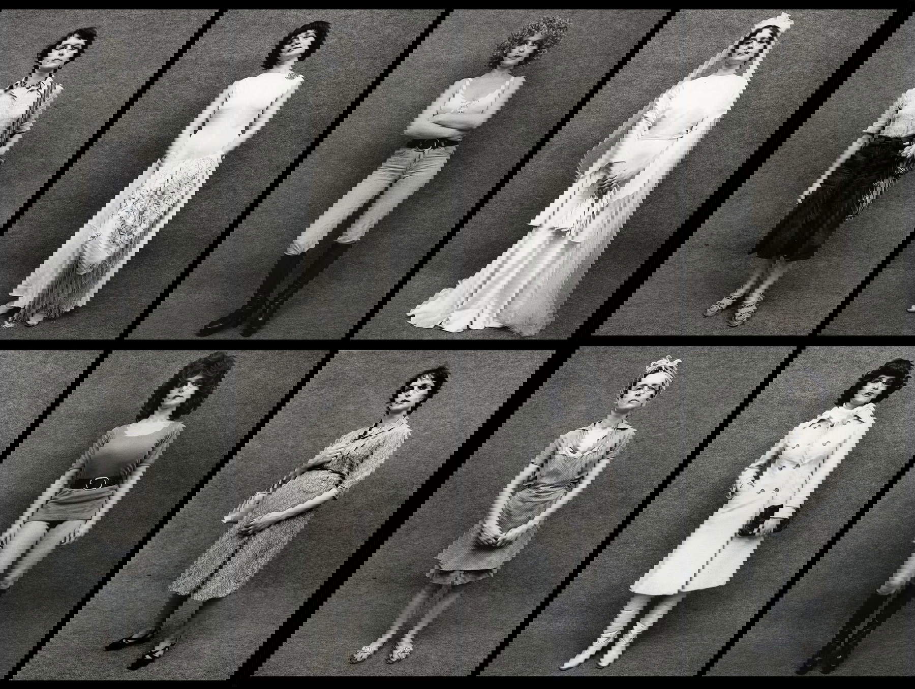 Marcella Campagnano, L’invenzione del femminile. RUOLI (1974; Fotografie vintage b/n, 64 elementi, 24 x 18 cm ciascuno). Su concessione di Archivio Marcella Campagnano Marcella Campagnano, L’invenzione del femminile. RUOLI (1974; Fotografie vintage b/n, 64 elementi, 24 x 18 cm ciascuno). Su concessione di Archivio Marcella Campagnano