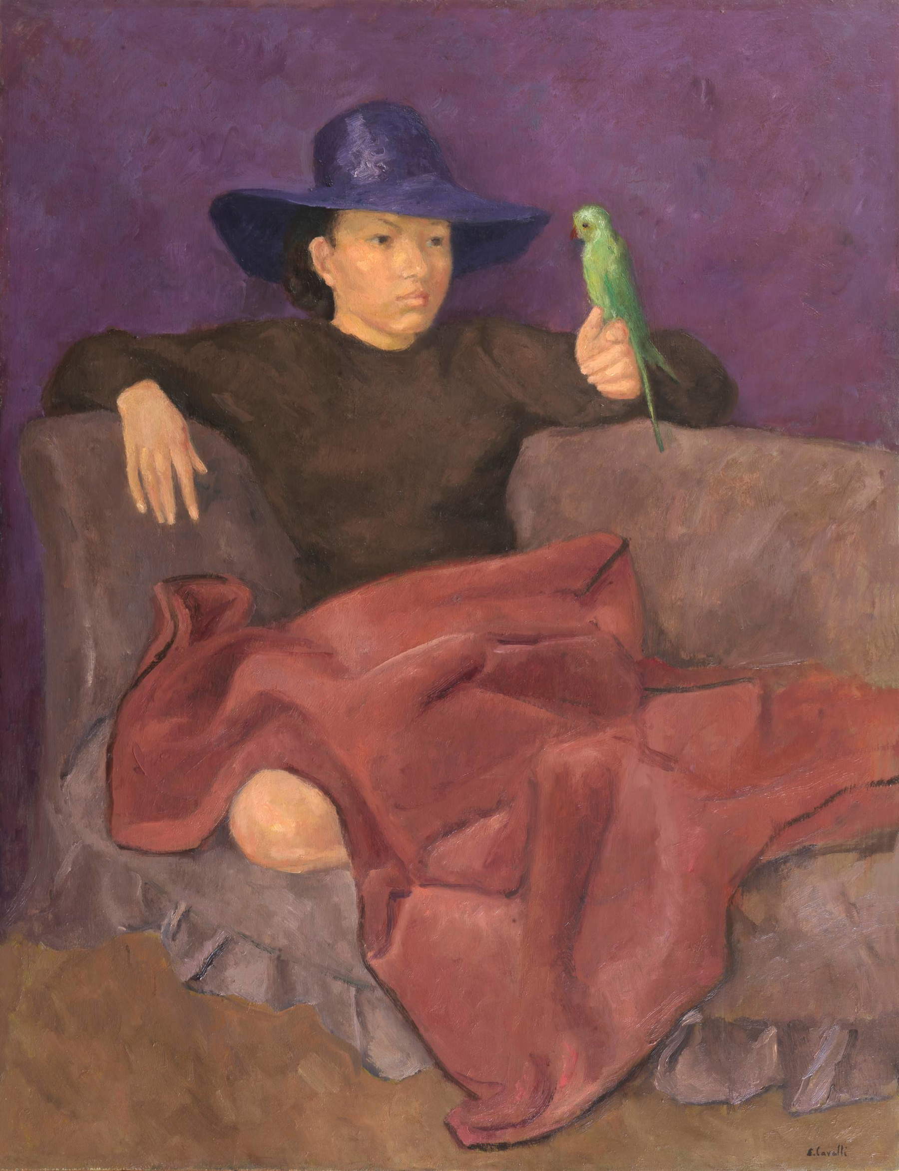 Emanuele Cavalli, Figure with Maria Letizia (1968; oil on panel, 90.3 x 70 cm). 26,000 euros. Emanuele Cavalli, Figure with Maria Letizia (1968; oil on panel, 90.3 x 70 cm). 26,000 euros.