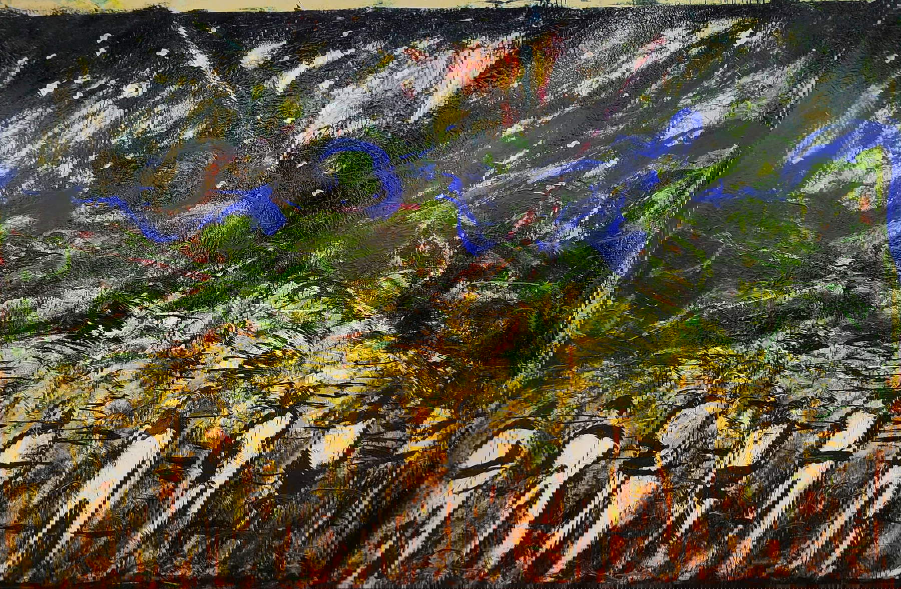 Mario Schifano, Night view with figures (1987; enamel and acrylic on canvas, 200 x 300 cm). 150,000 euros. Mario Schifano, Night view with figures (1987; enamel and acrylic on canvas, 200 x 300 cm). 150,000 euros.
