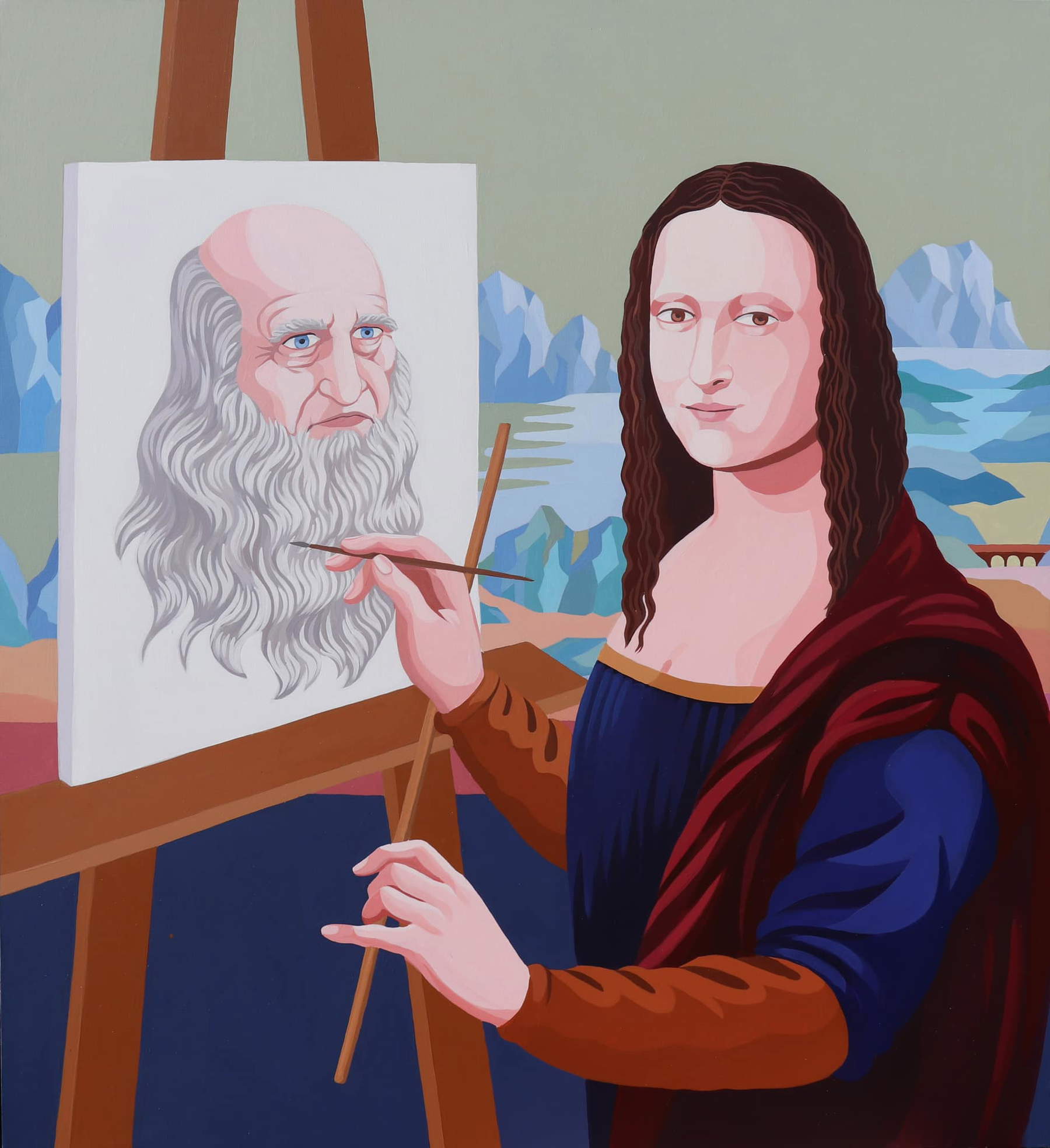 Giuseppe Veneziano, The Enigma of Painting (2023; acrylic on canvas, 100 x 100 cm) Giuseppe Veneziano, The Enigma of Painting (2023; acrylic on canvas, 100 x 100 cm)