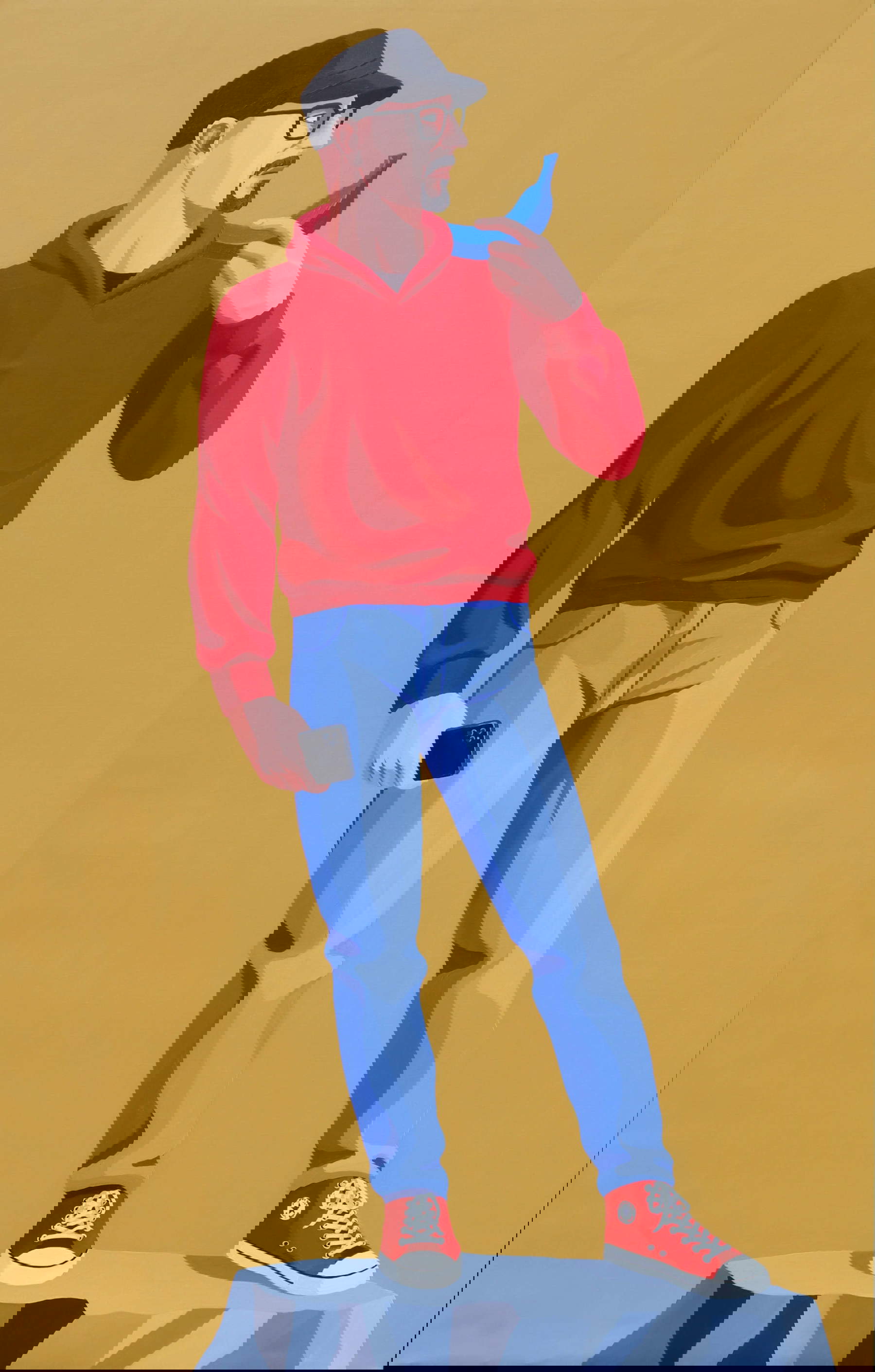 Giuseppe Veneziano, Self portrait (2024; acrylic on canvas, 186 x 87 cm) Giuseppe Veneziano, Self portrait (2024; acrylic on canvas, 186 x 87 cm)
